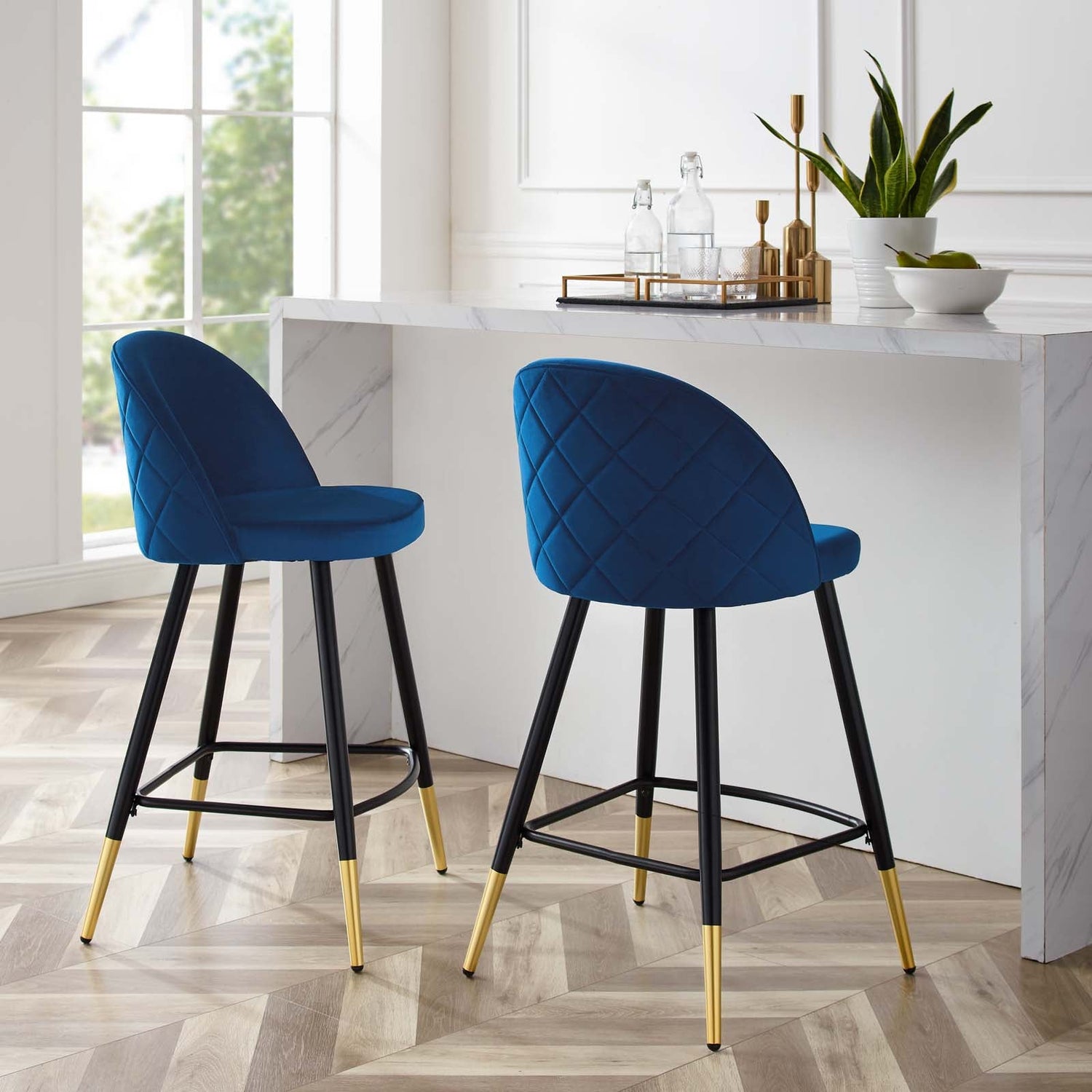 Cordial Performance Velvet Counter Stools - Set of 2 By HouseBean