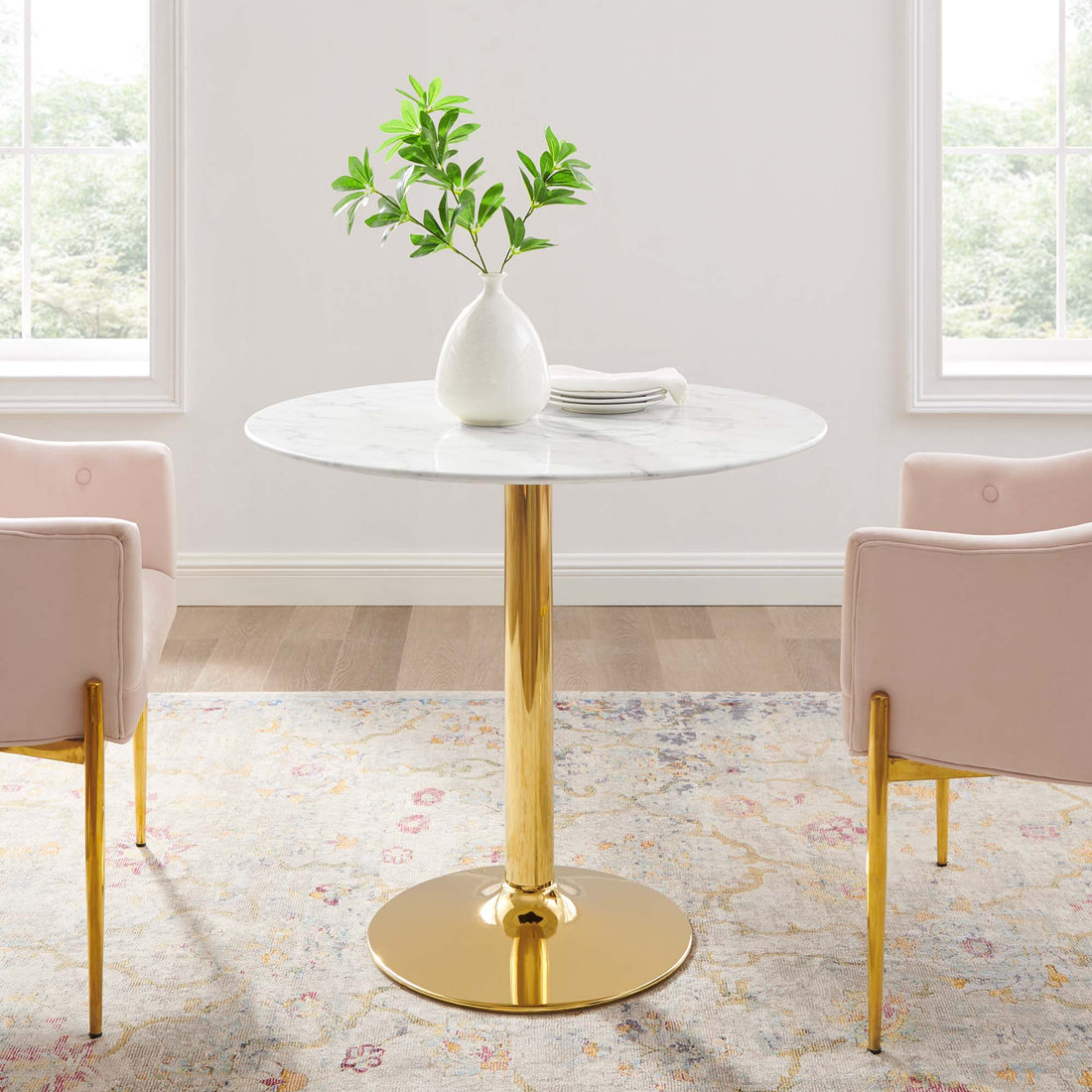 Verne 35&quot; Artificial Marble Dining Table by Modway