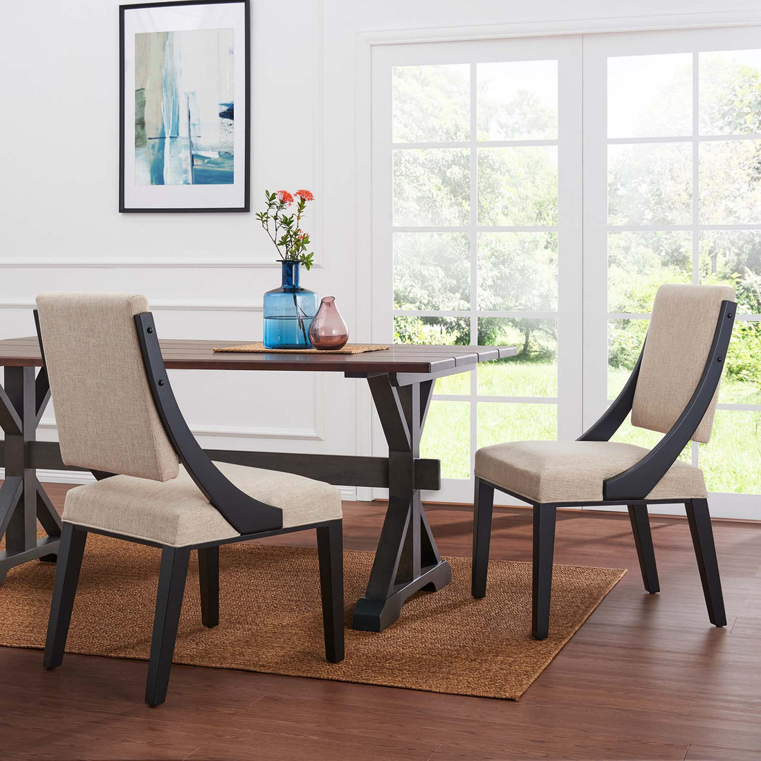 Cambridge Upholstered Fabric Dining Chairs - Set of 2 By HouseBean