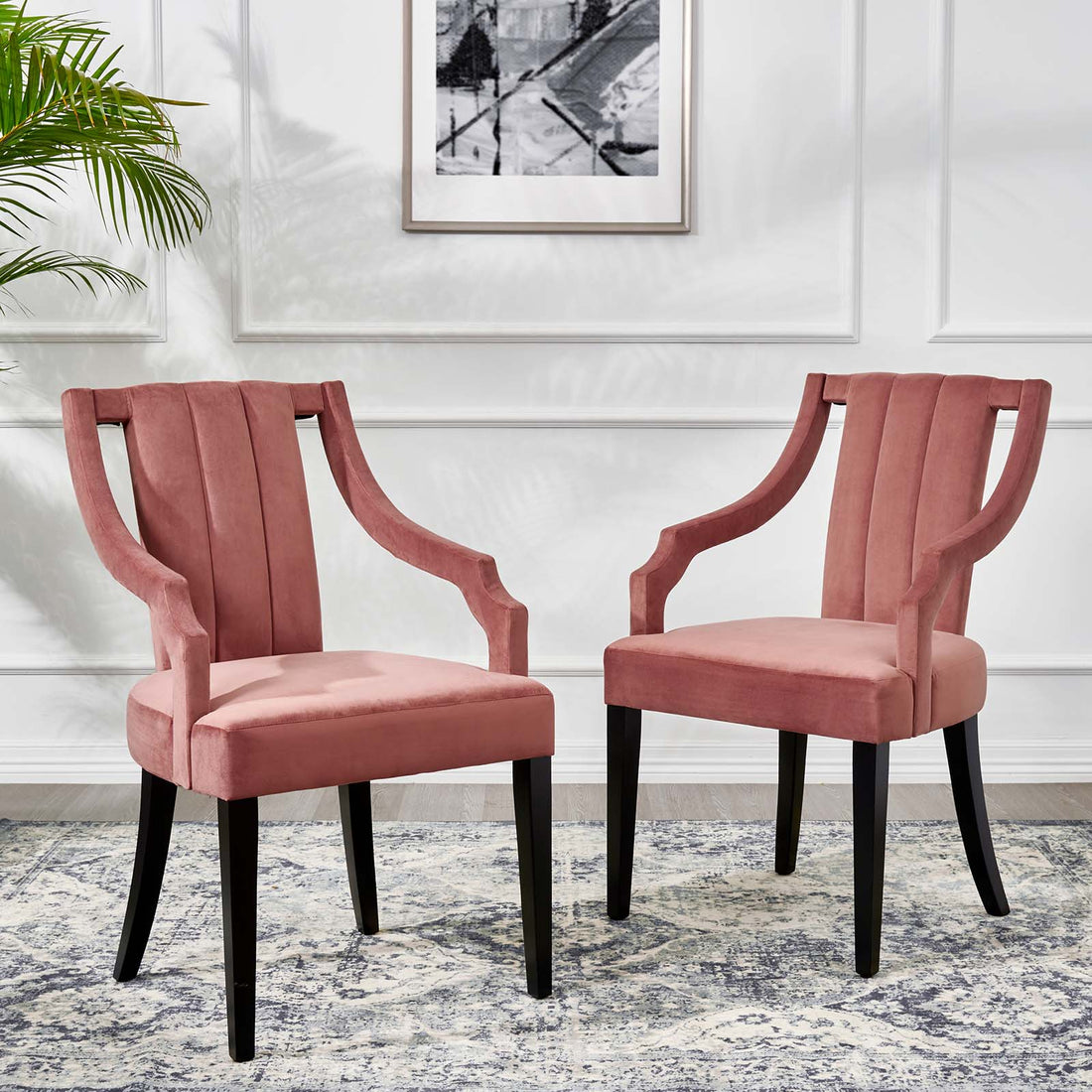 Moxie Upholstered Fabric Dining Armchairs - Set of 2 By HouseBean