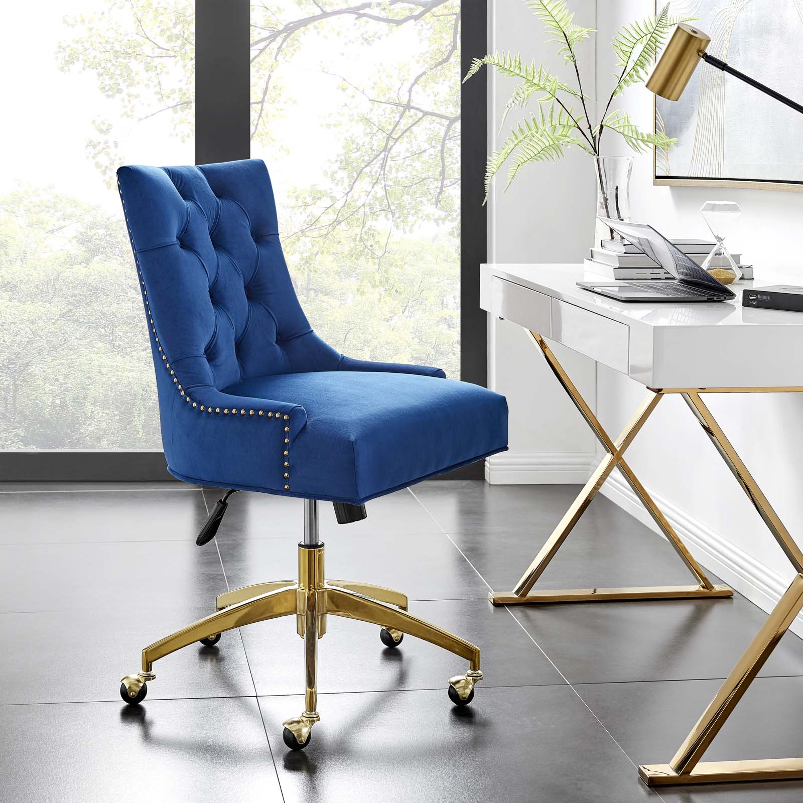 Regent Tufted Performance Velvet Office Chair By HouseBean