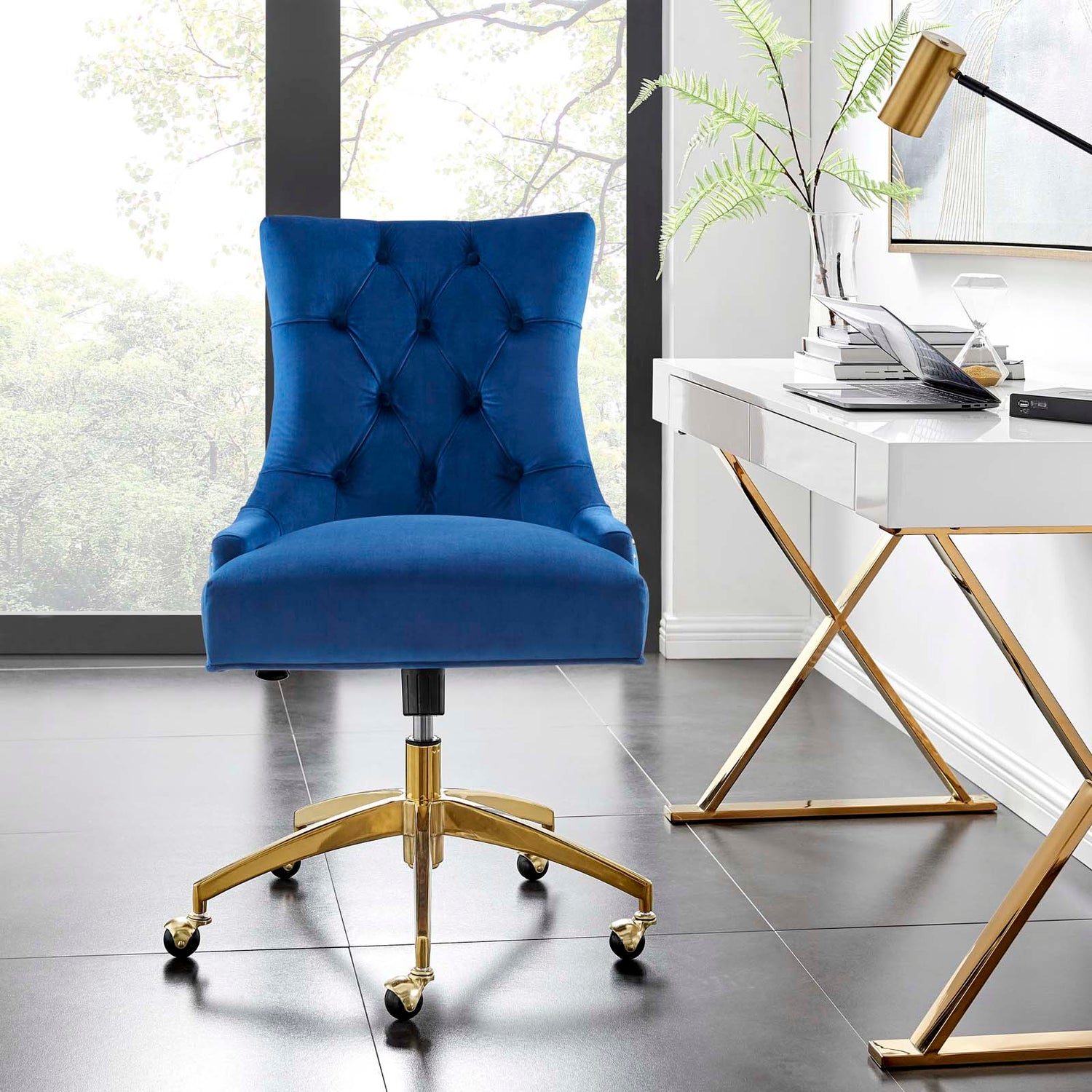 Regent Tufted Performance Velvet Office Chair By HouseBean