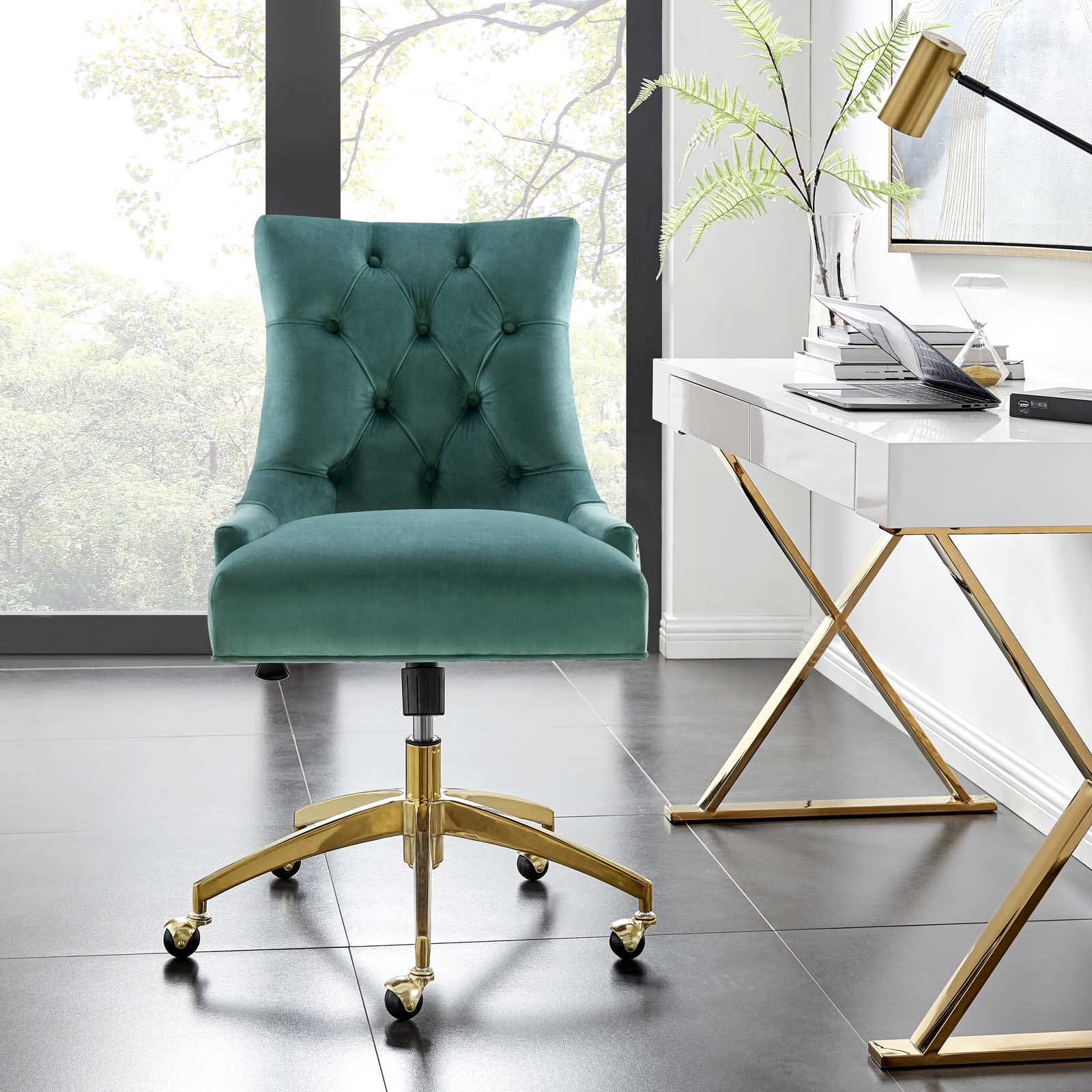 Regent Tufted Performance Velvet Office Chair By HouseBean