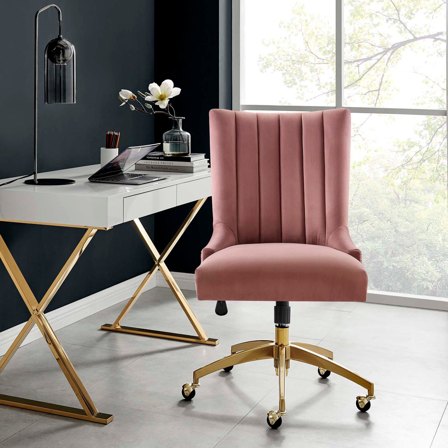 Empower Channel Tufted Performance Velvet Office Chair By HouseBean