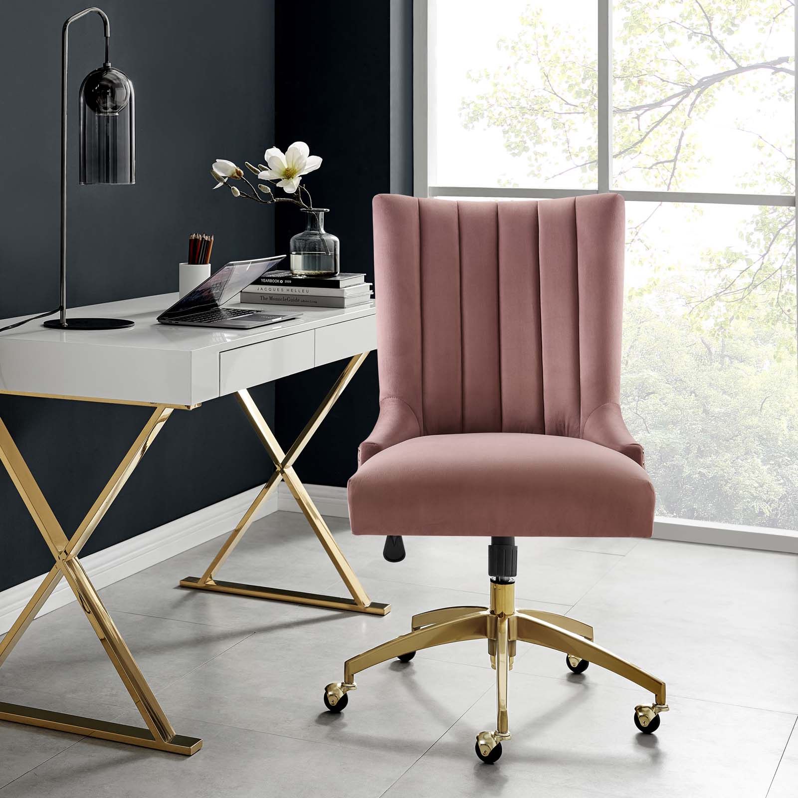 Empower Channel Tufted Performance Velvet Office Chair By HouseBean