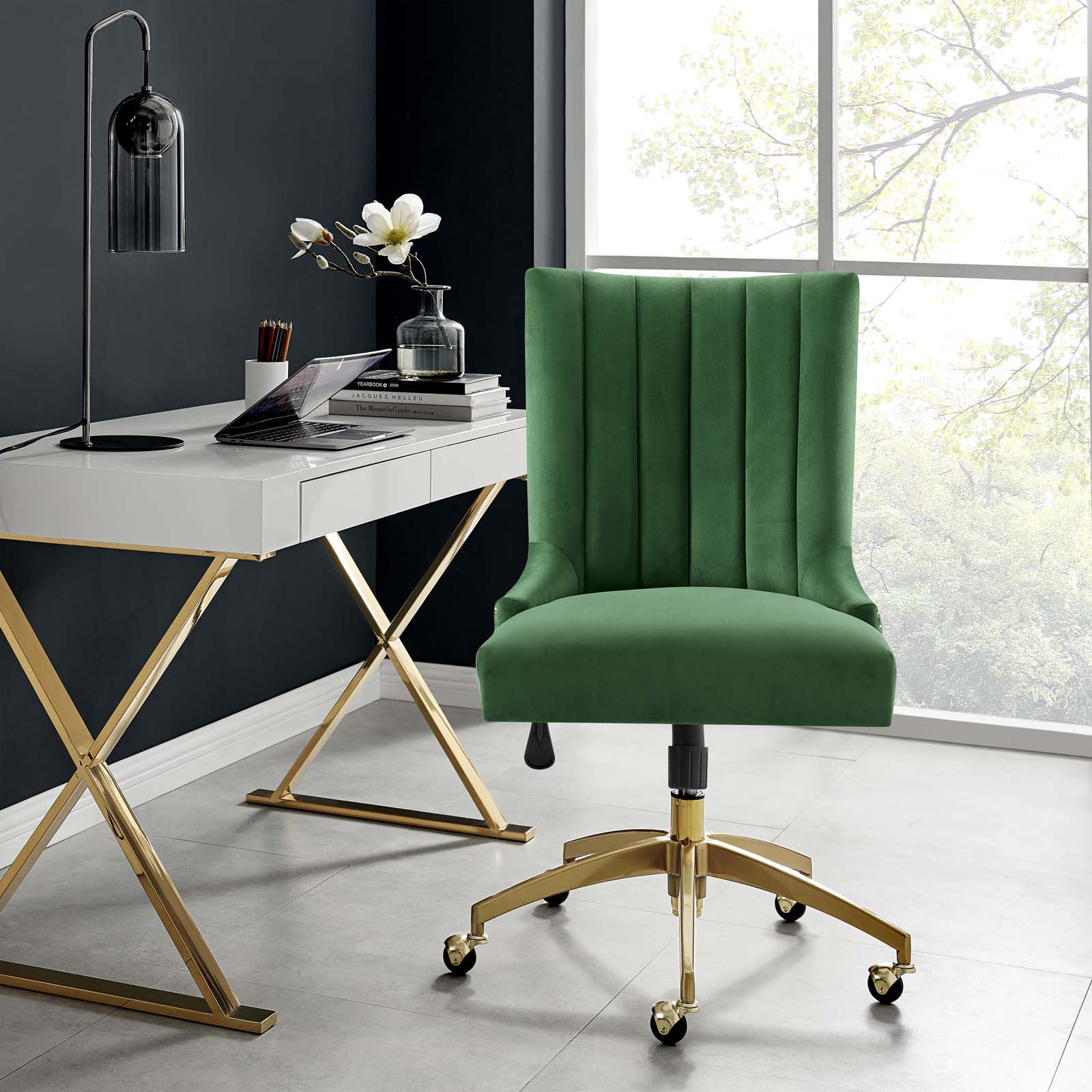 Empower Channel Tufted Performance Velvet Office Chair By HouseBean