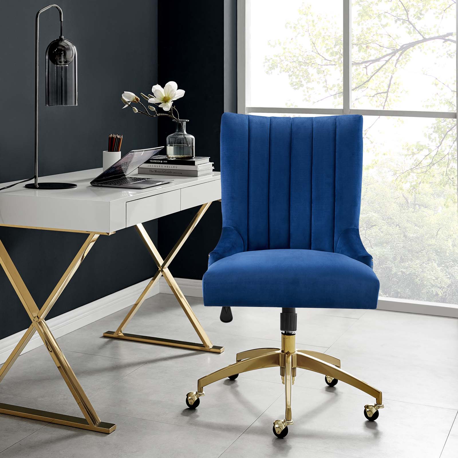 Empower Channel Tufted Performance Velvet Office Chair By HouseBean