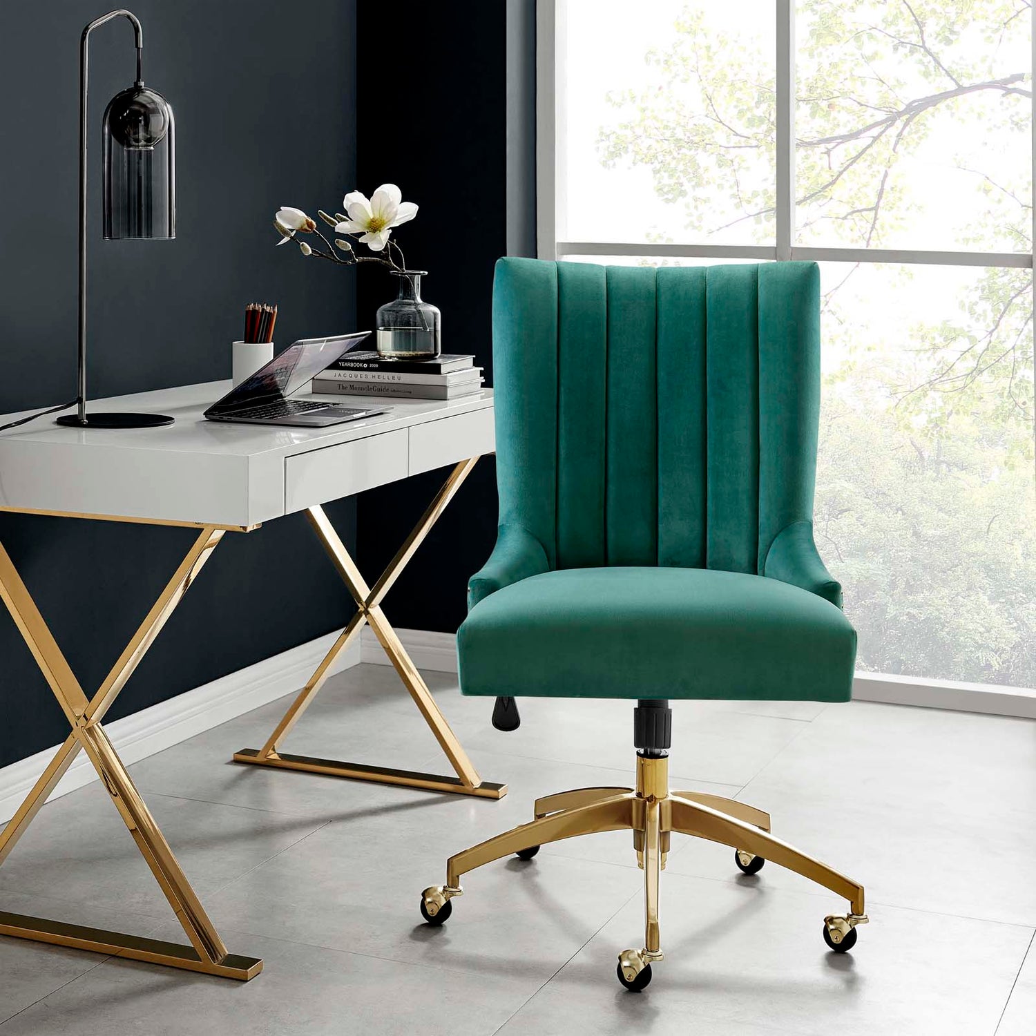 Empower Channel Tufted Performance Velvet Office Chair By HouseBean