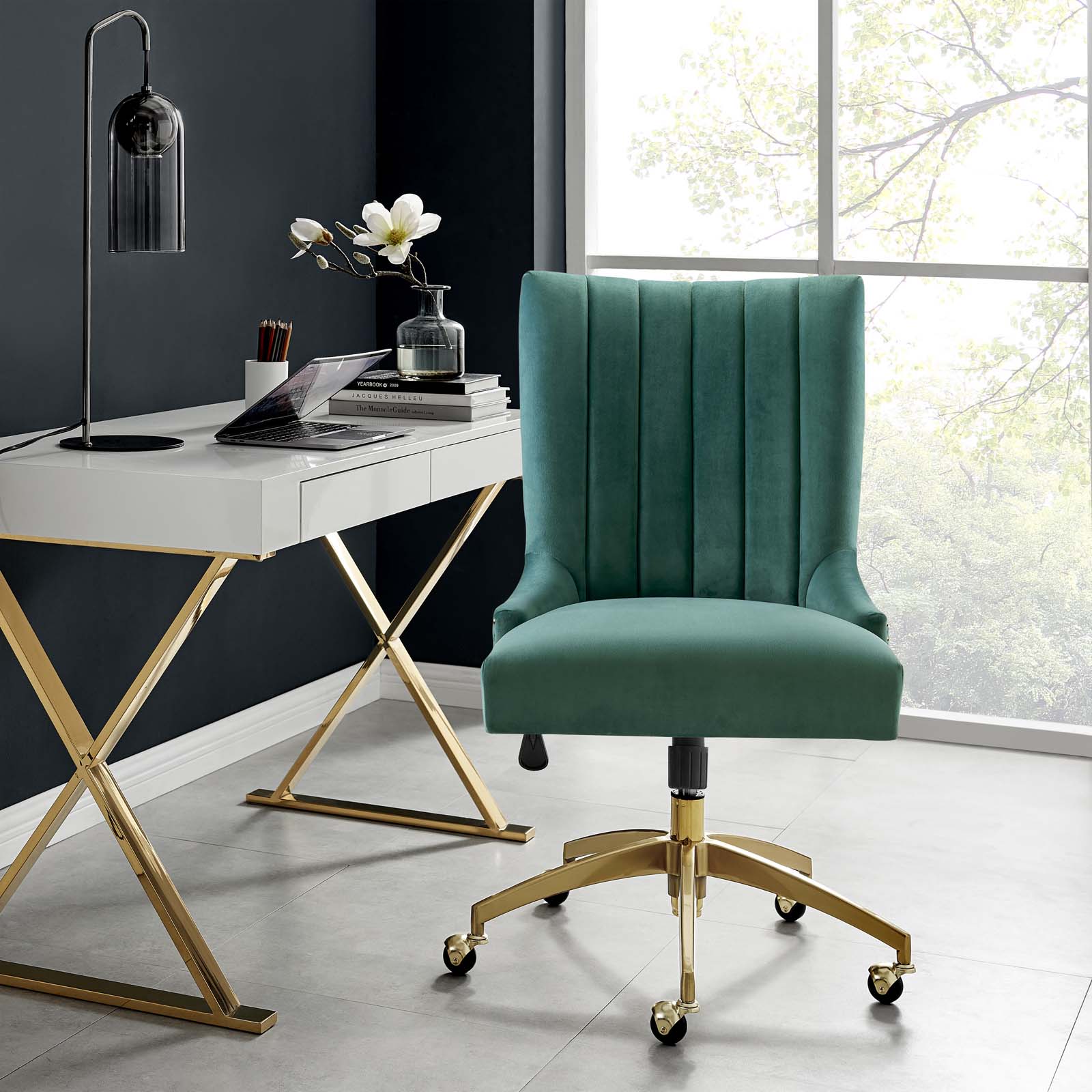 Empower Channel Tufted Performance Velvet Office Chair By HouseBean