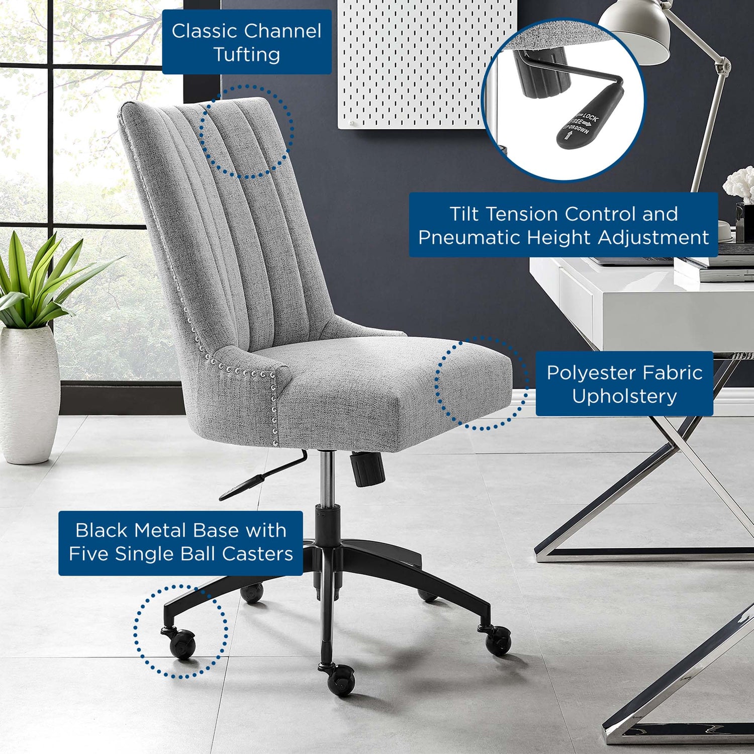 Empower Channel Tufted Fabric Office Chair by Modway