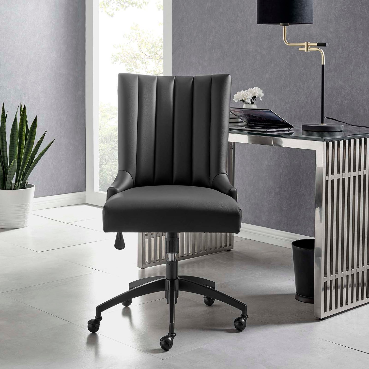 Empower Channel Tufted Vegan Leather Office Chair By HouseBean