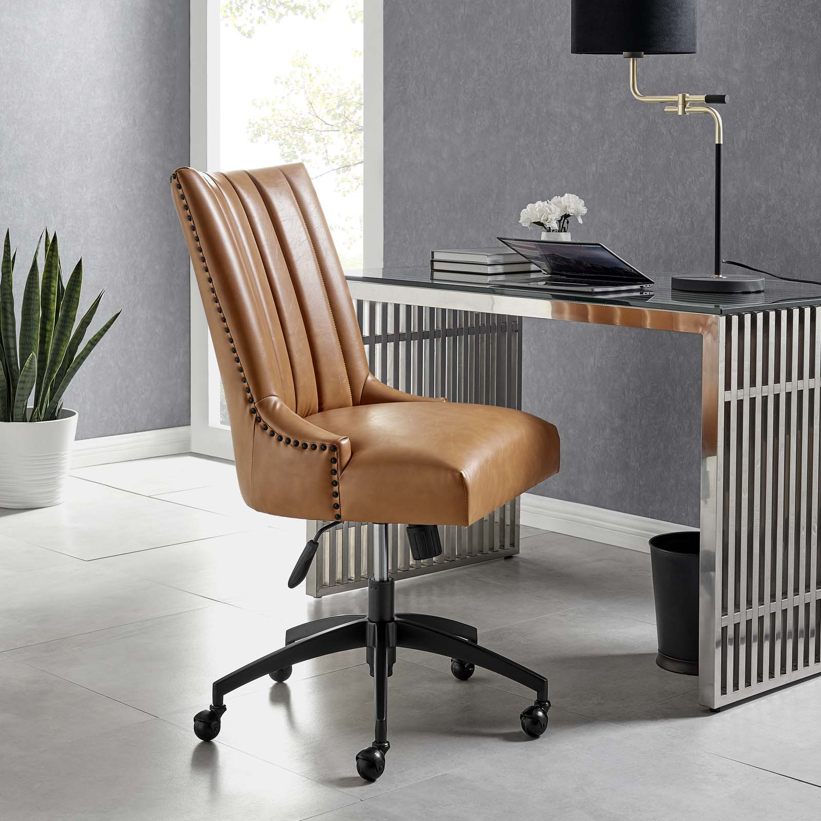 Empower Channel Tufted Vegan Leather Office Chair By HouseBean