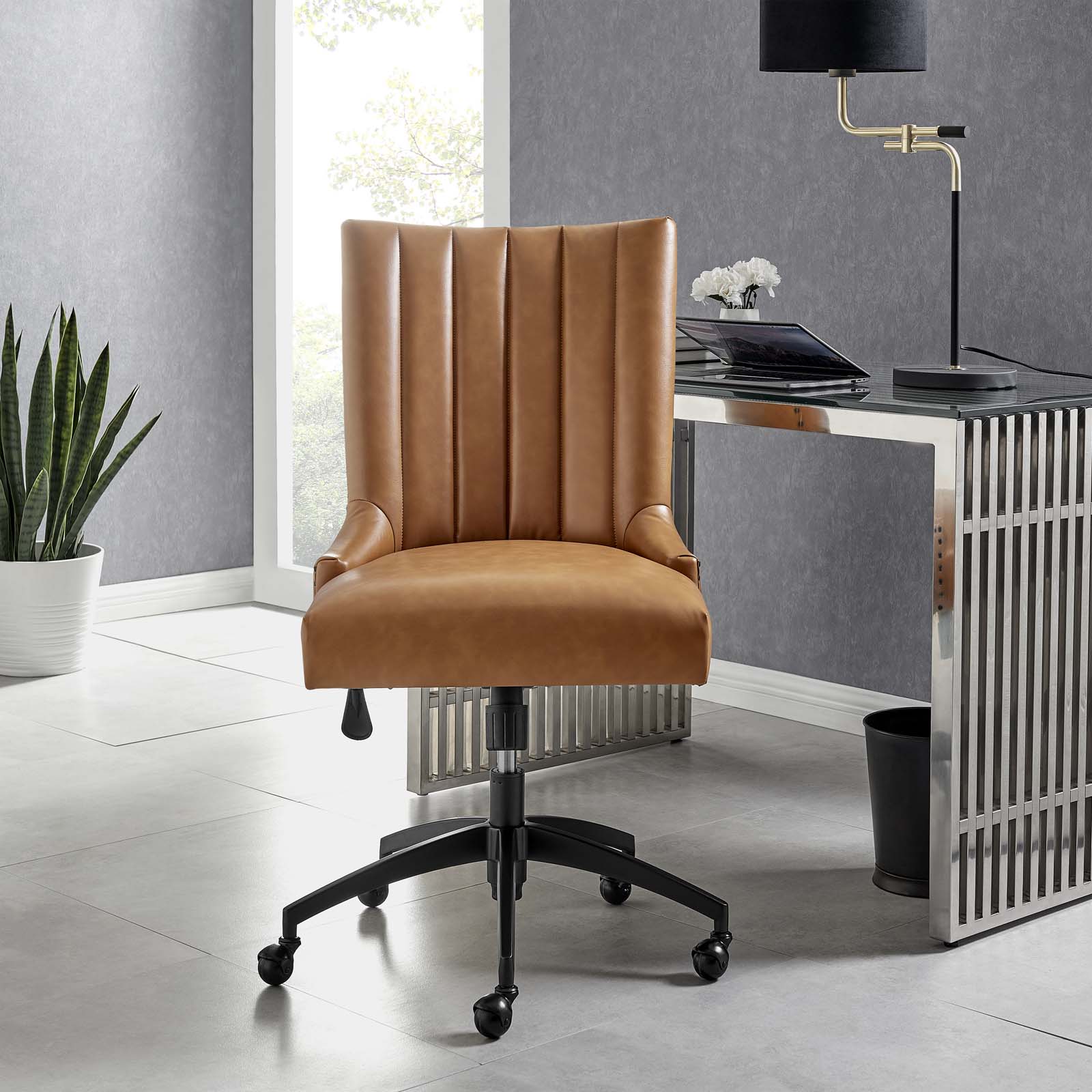 Empower Channel Tufted Vegan Leather Office Chair By HouseBean