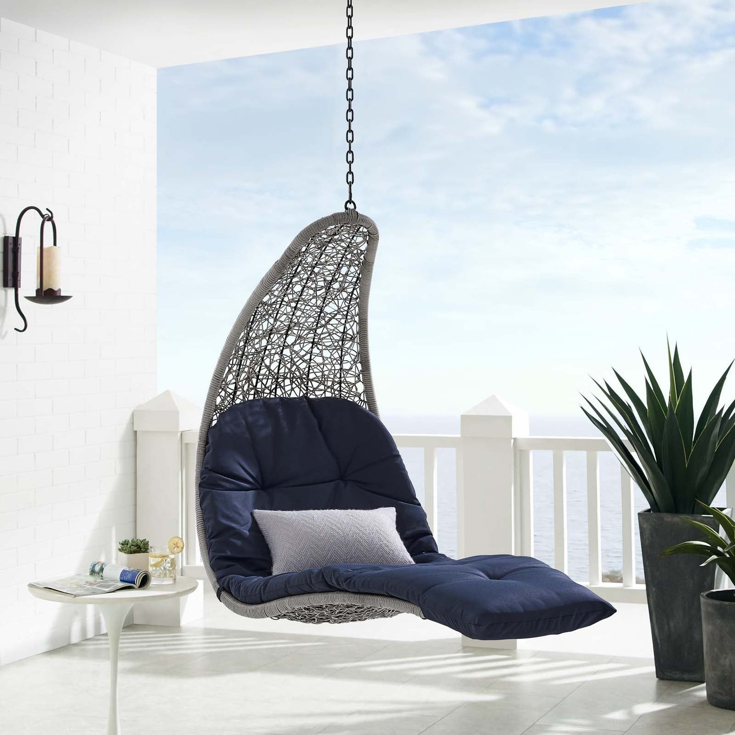 Landscape Outdoor Patio Hanging Chaise Lounge Swing Chair By HouseBean