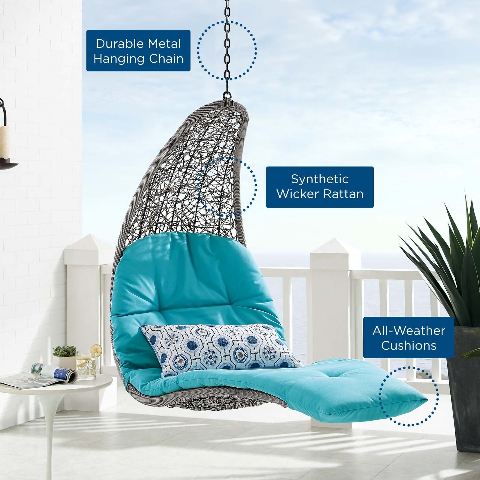 Landscape Outdoor Patio Hanging Chaise Lounge Swing Chair By HouseBean