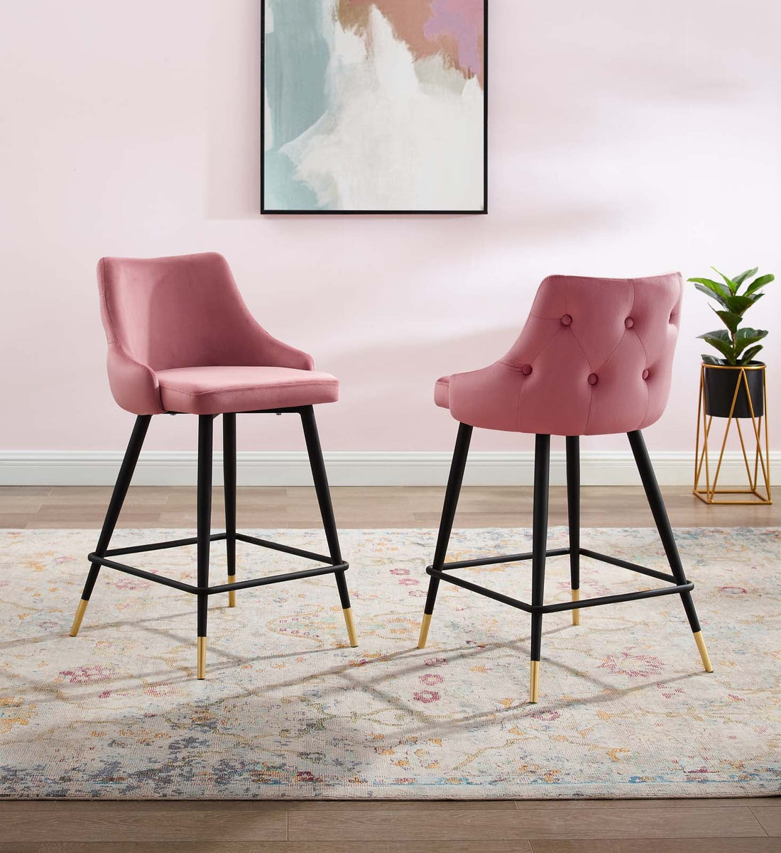 Adorn Performance Velvet Counter Stool Set of 2 By HouseBean