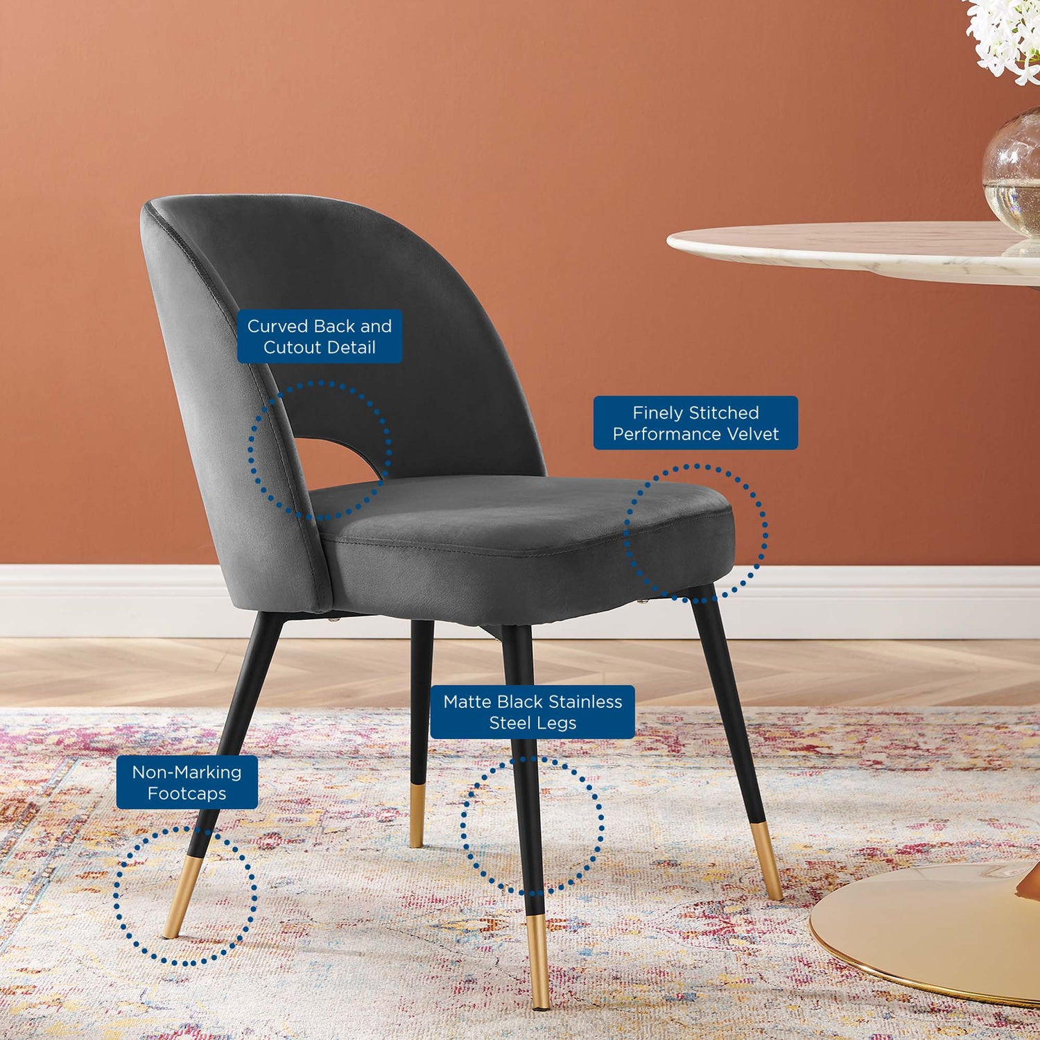 Rouse Performance Velvet Dining Side Chairs - Set of 2 by Modway