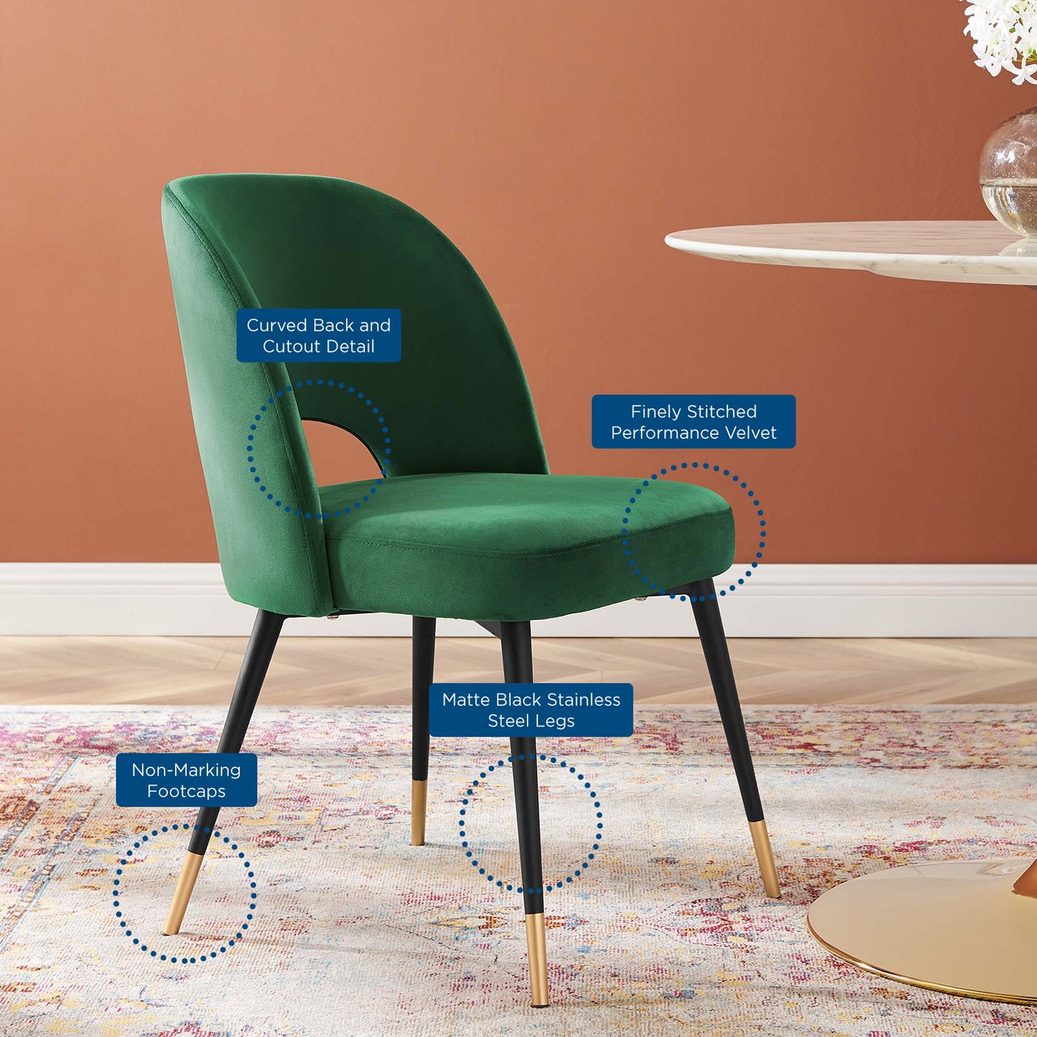 Rouse Performance Velvet Dining Side Chairs - Set of 2 by Modway