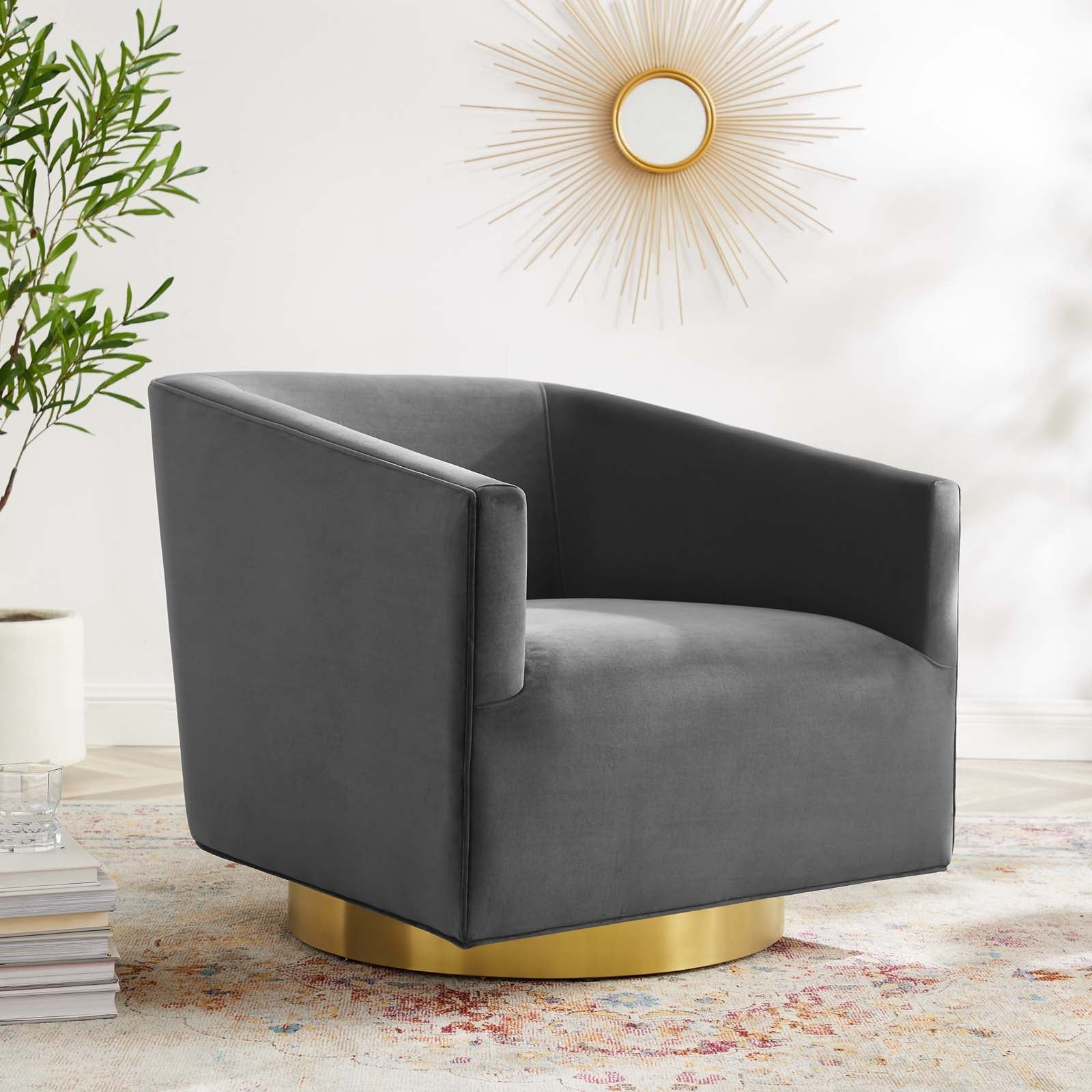 Twist Accent Lounge Performance Velvet Swivel Chair By HouseBean