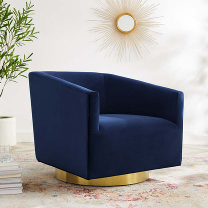 Twist Accent Lounge Performance Velvet Swivel Chair By HouseBean