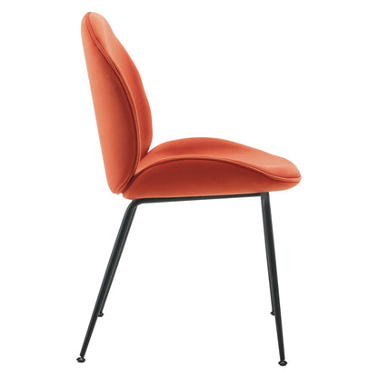 Scoop Black Powder Coated Steel Leg Performance Velvet Dining Chairs - Set of 2 by Modway