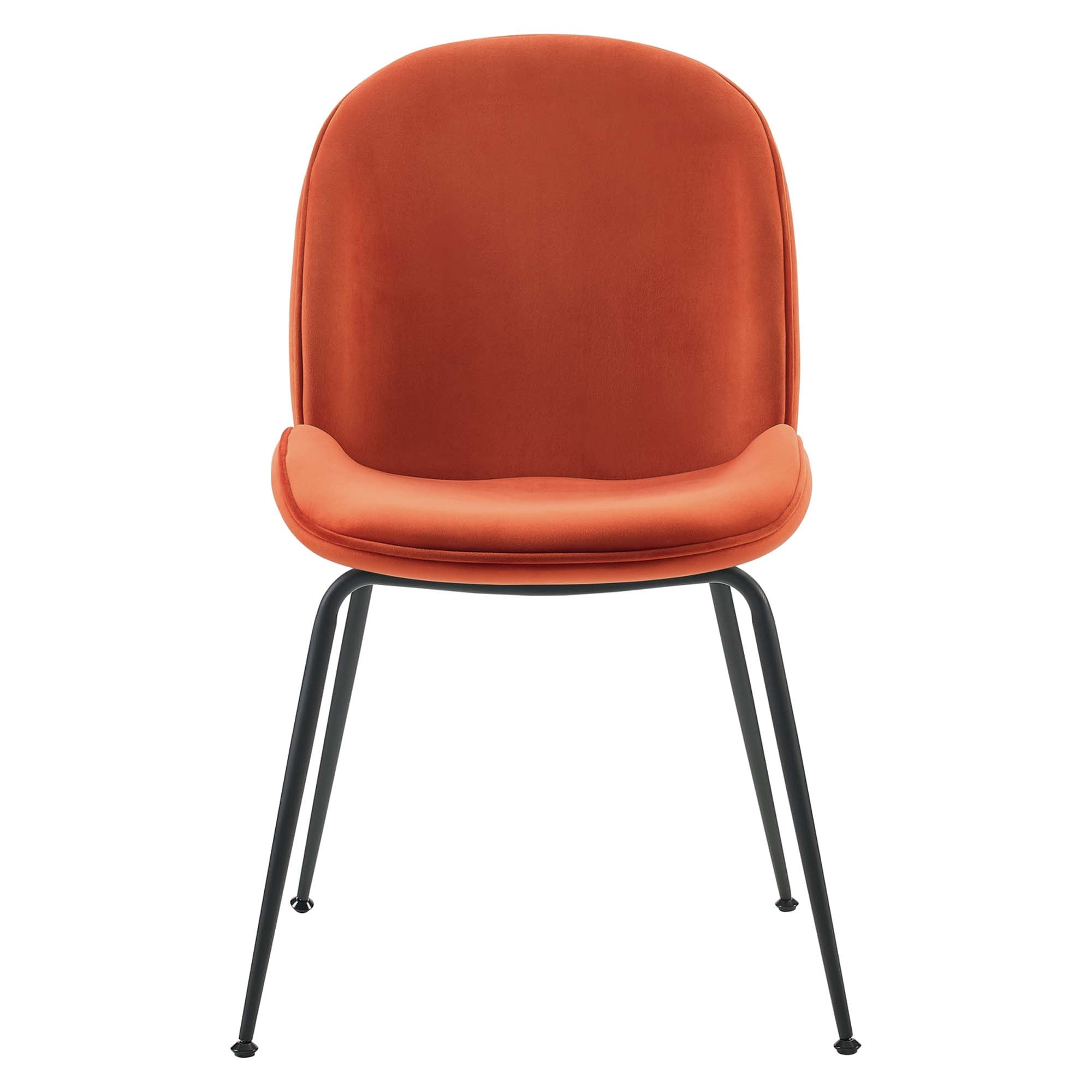 Scoop Black Powder Coated Steel Leg Performance Velvet Dining Chairs - Set of 2 by Modway
