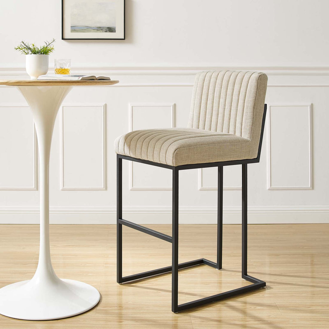 Indulge Channel Tufted Fabric Bar Stool By HouseBean