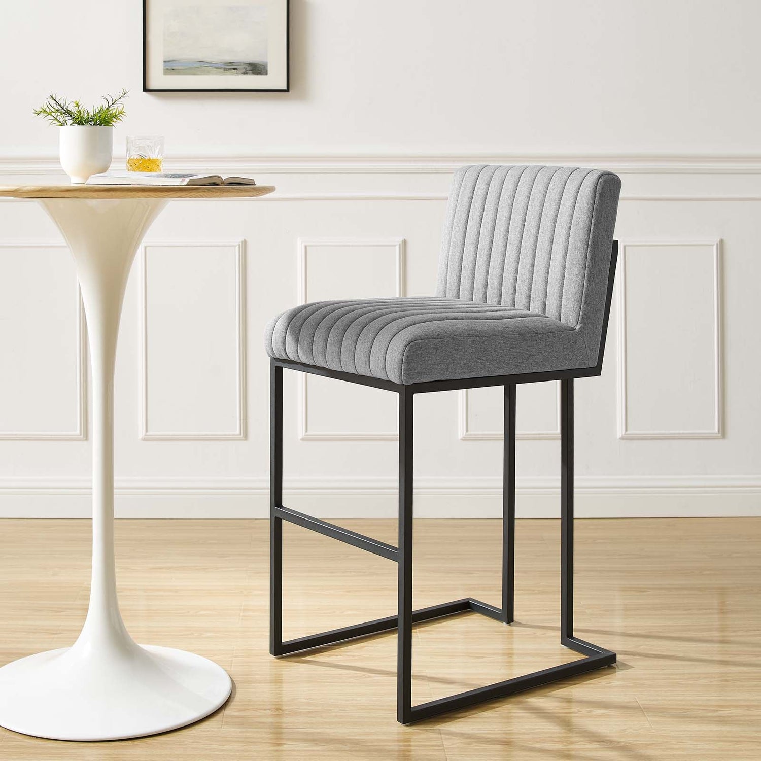 Indulge Channel Tufted Fabric Bar Stool By HouseBean