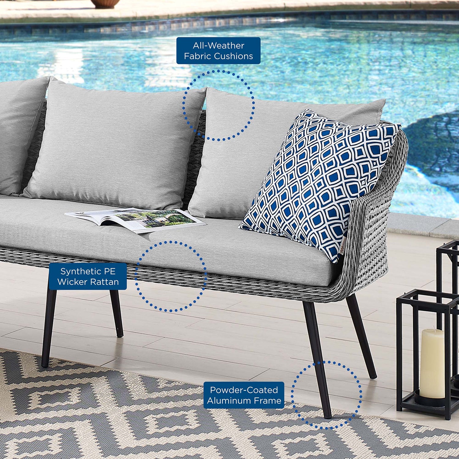 Endeavor Outdoor Patio Wicker Rattan Sectional Sofa by Modway