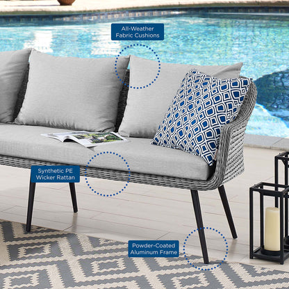 Endeavor Outdoor Patio Wicker Rattan Sectional Sofa by Modway