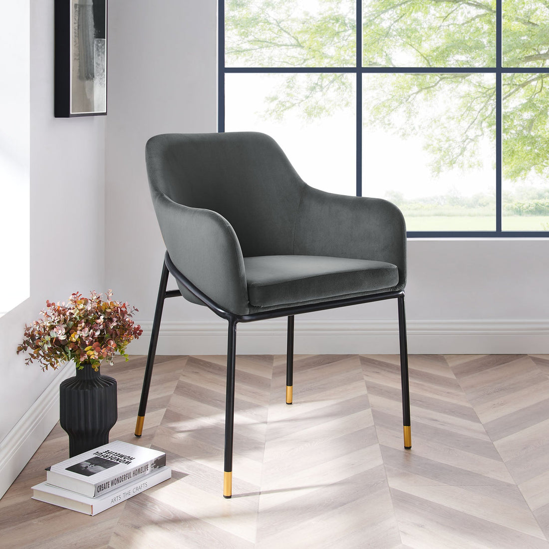 Jovi Performance Velvet Dining Armchair By HouseBean