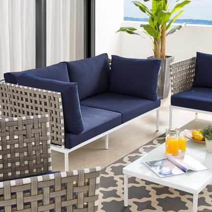 Harmony 5-Piece  Sunbrella¬Æ Basket Weave Outdoor Patio Aluminum Seating Set by Modway