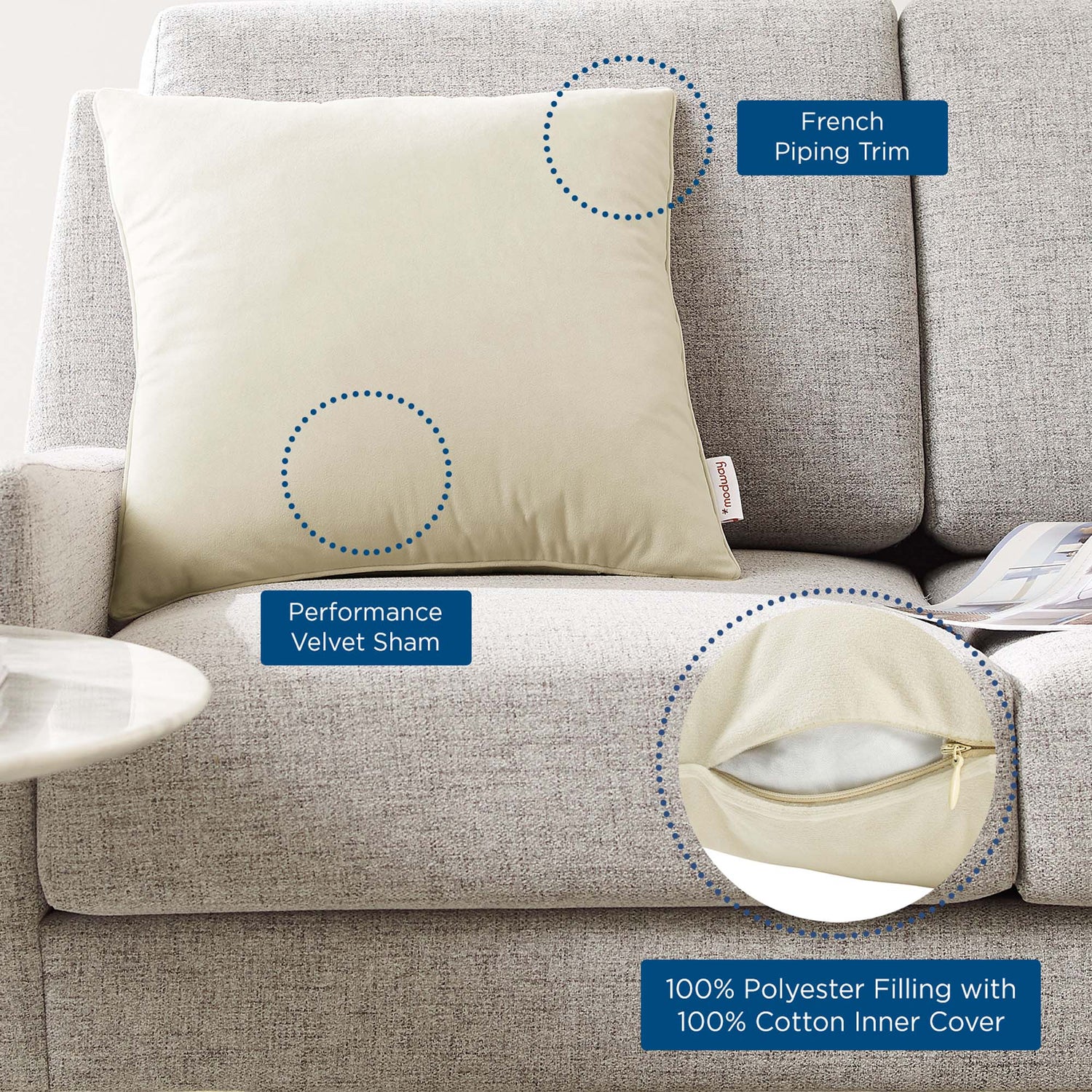 Enhance Performance Velvet Throw Pillow by Modway