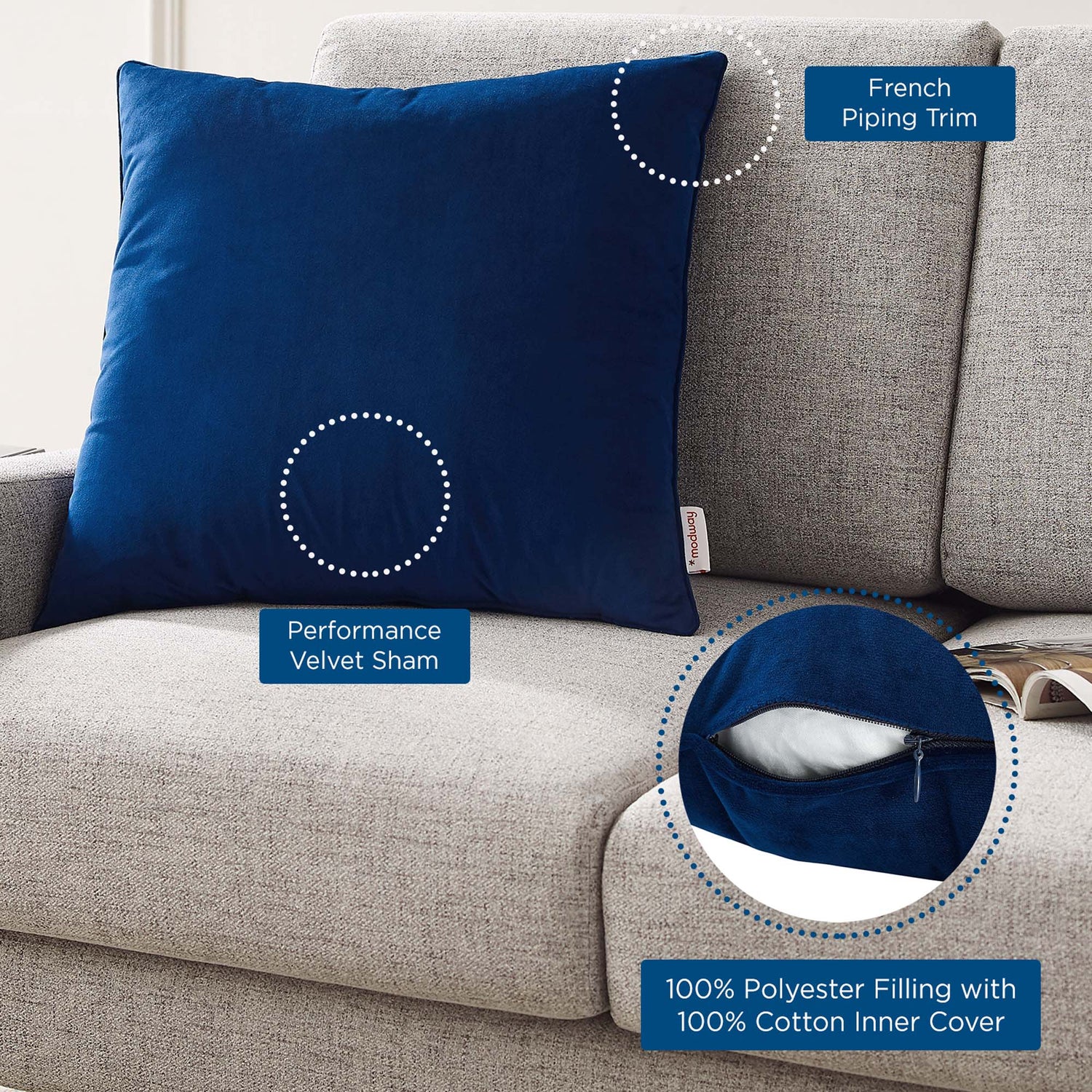 Enhance Performance Velvet Throw Pillow by Modway