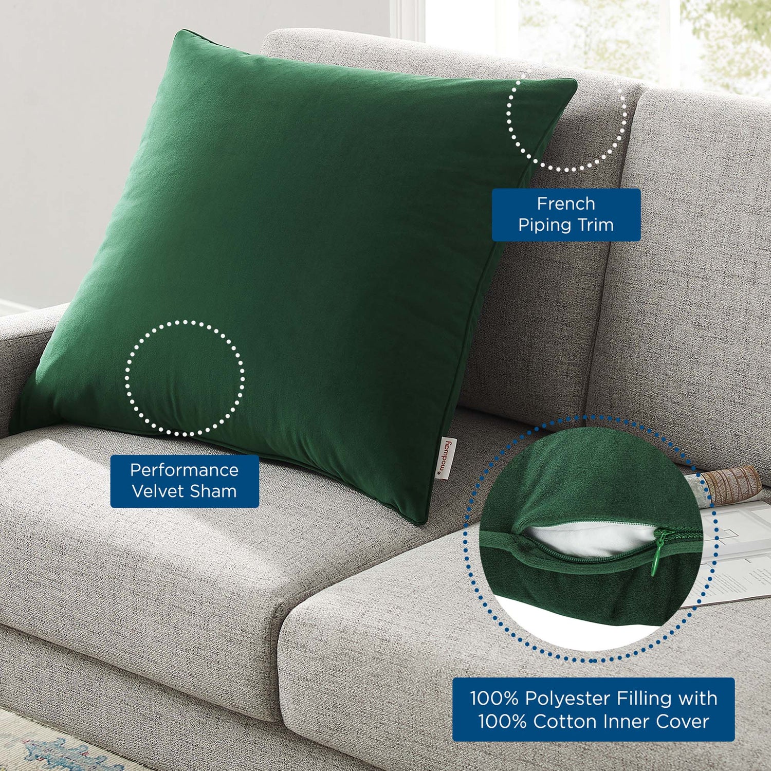 Enhance Performance Velvet Throw Pillow by Modway