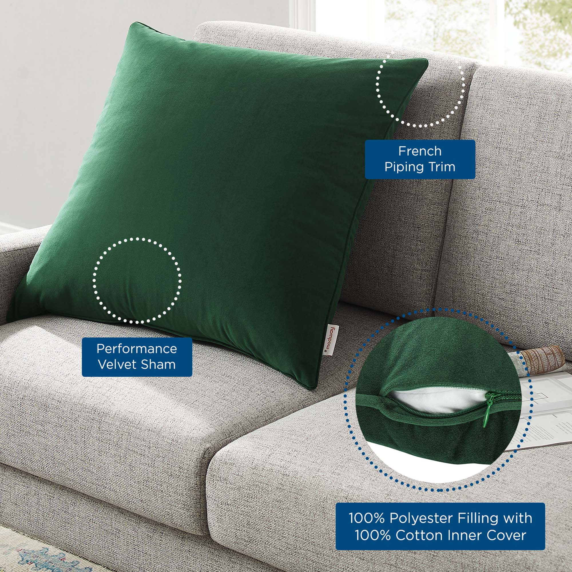 Enhance Performance Velvet Throw Pillow by Modway