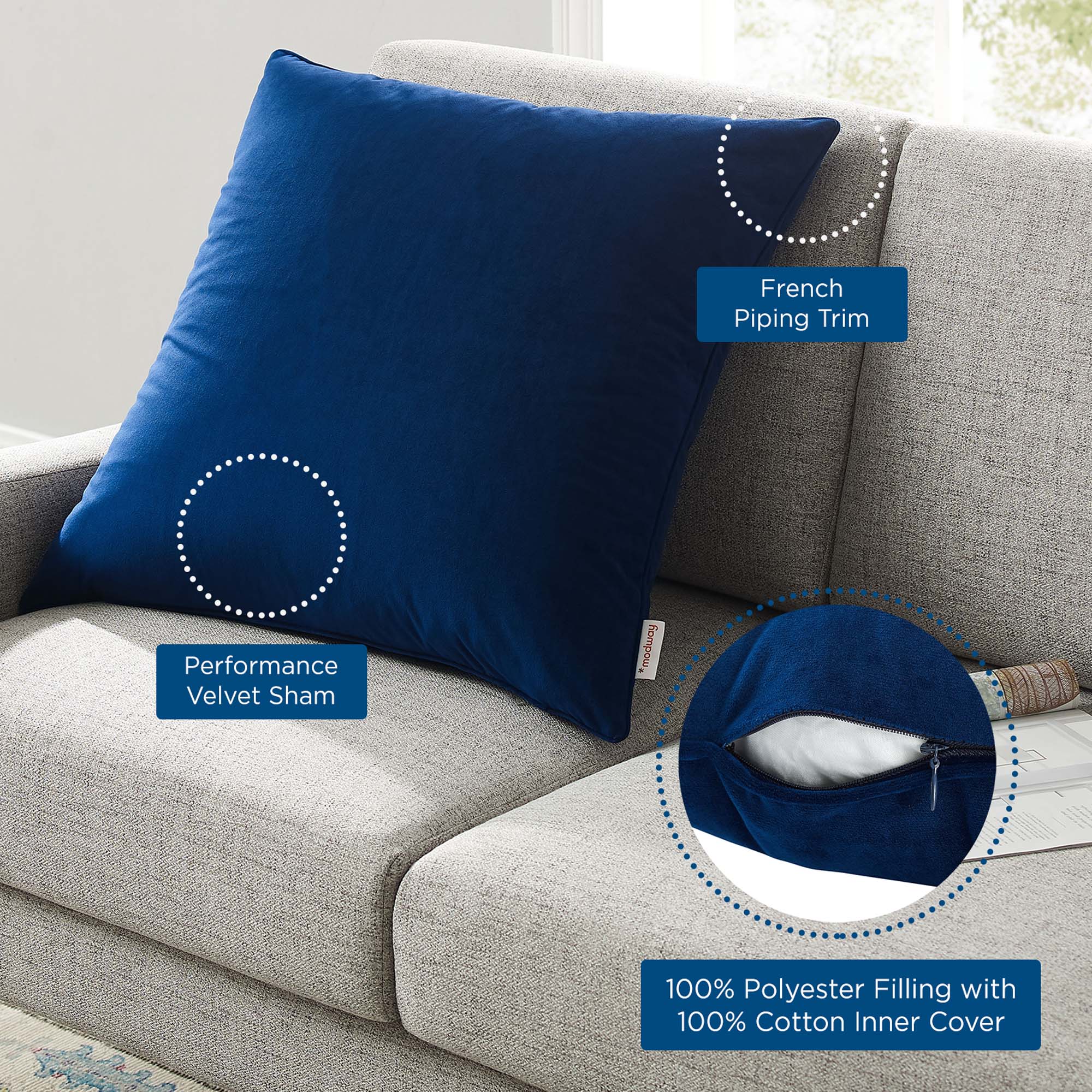 Enhance Performance Velvet Throw Pillow by Modway