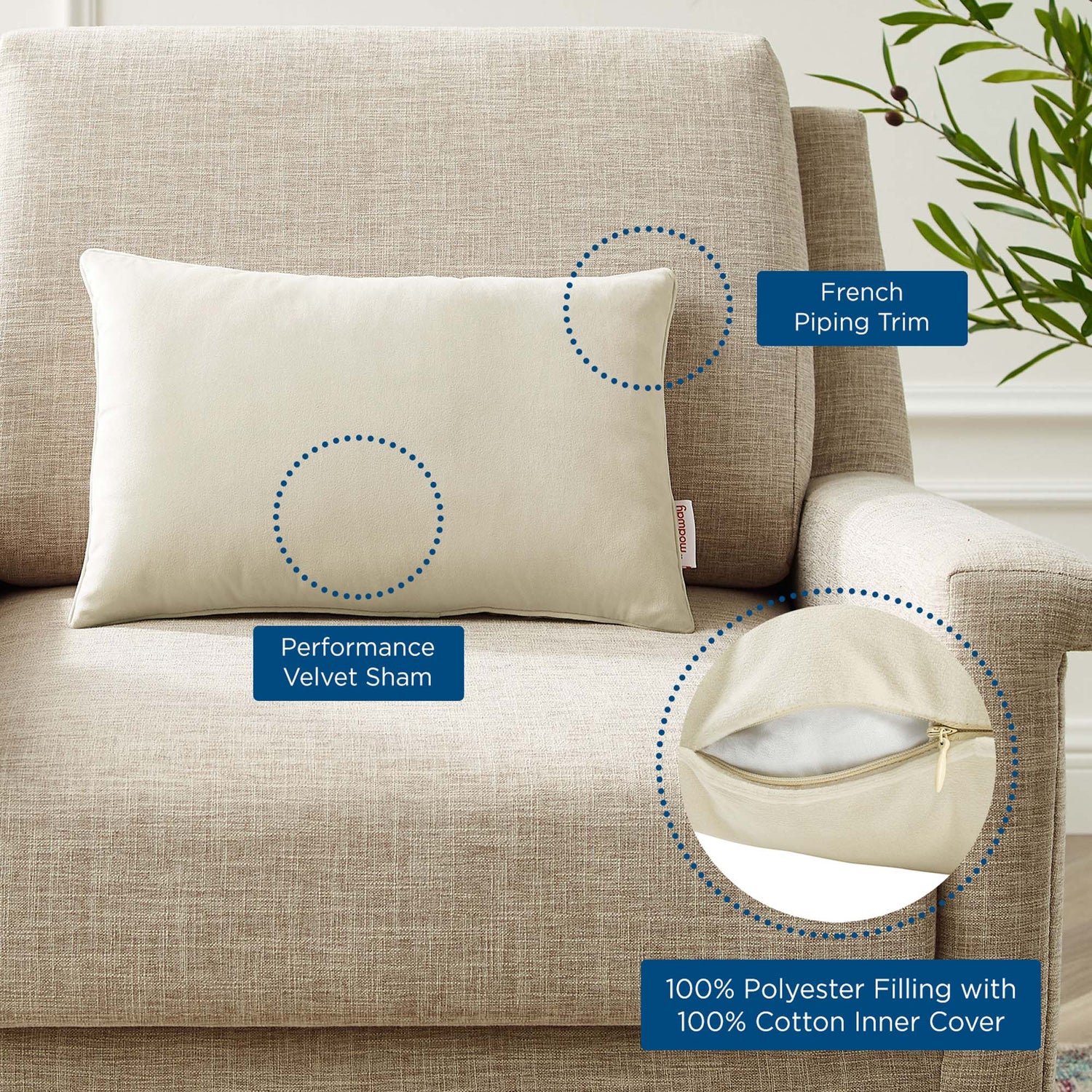 Enhance Lumbar Performance Velvet Throw Pillow by Modway