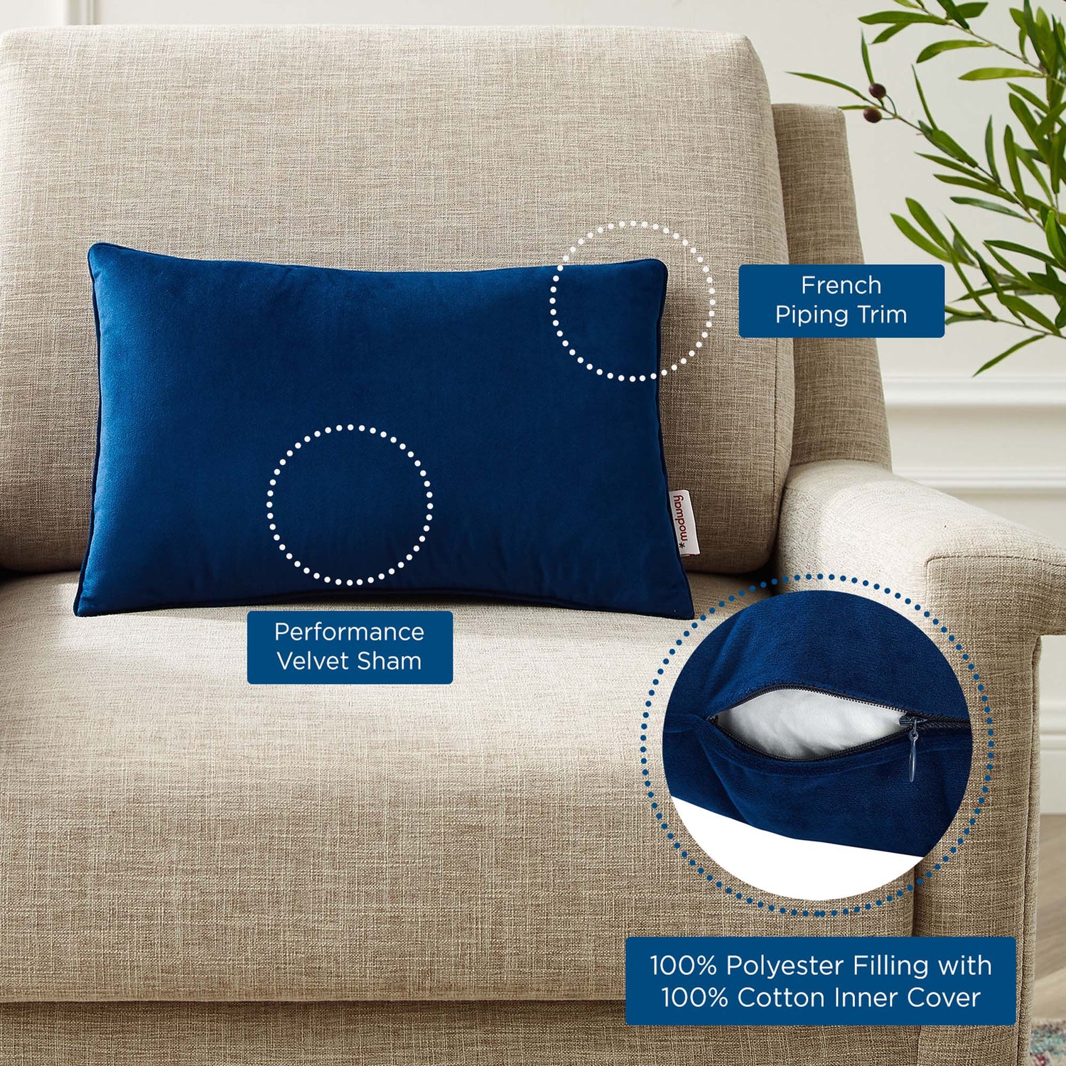 Enhance Lumbar Performance Velvet Throw Pillow by Modway