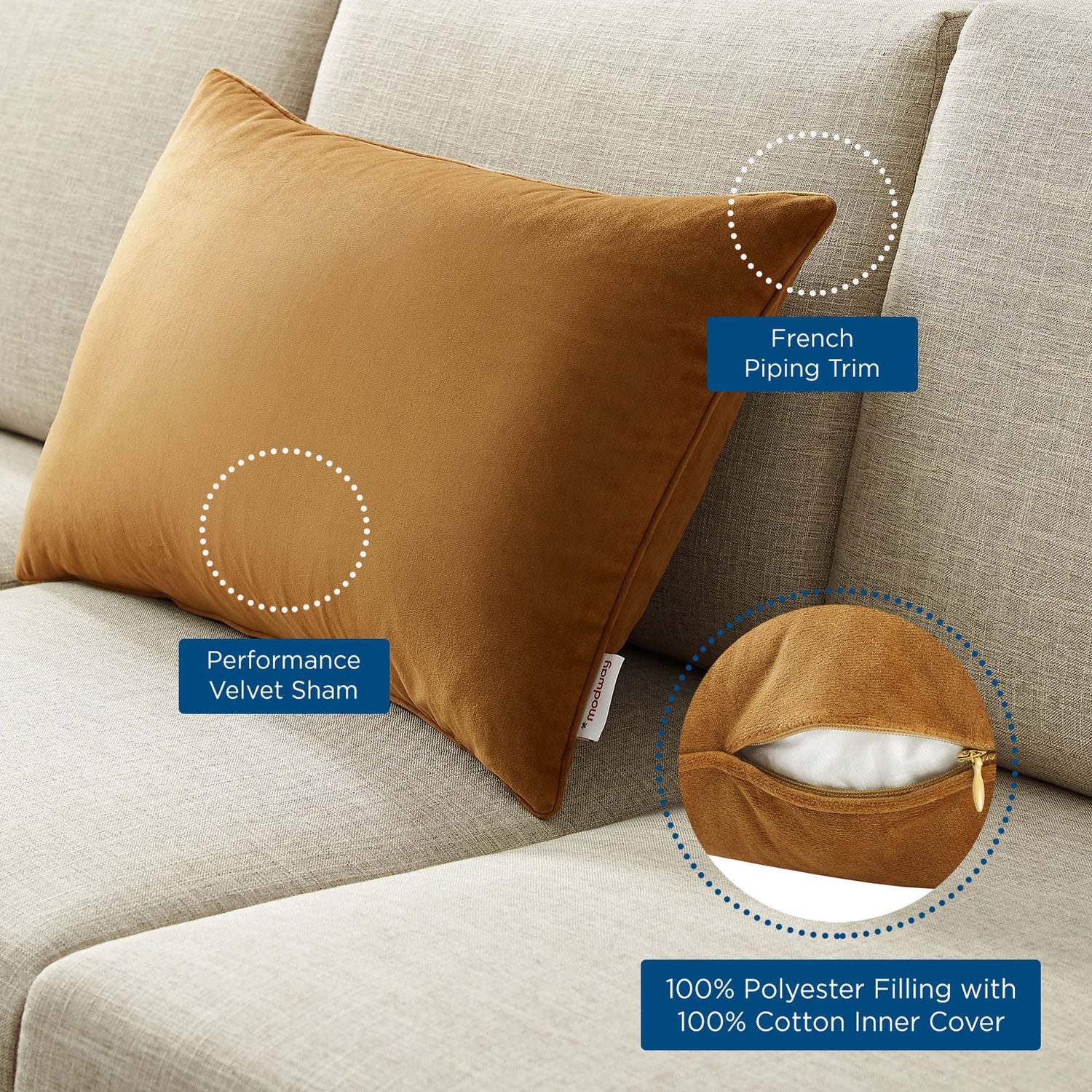 Enhance Lumbar Performance Velvet Throw Pillow by Modway