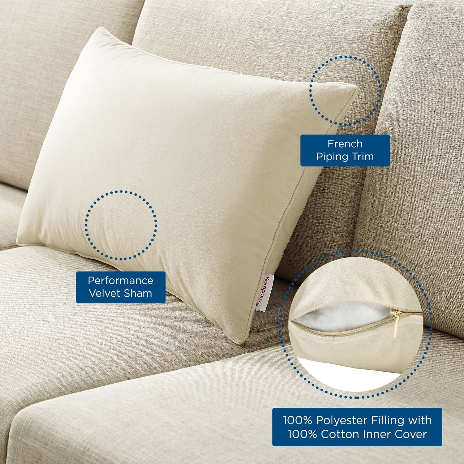 Enhance Lumbar Performance Velvet Throw Pillow by Modway