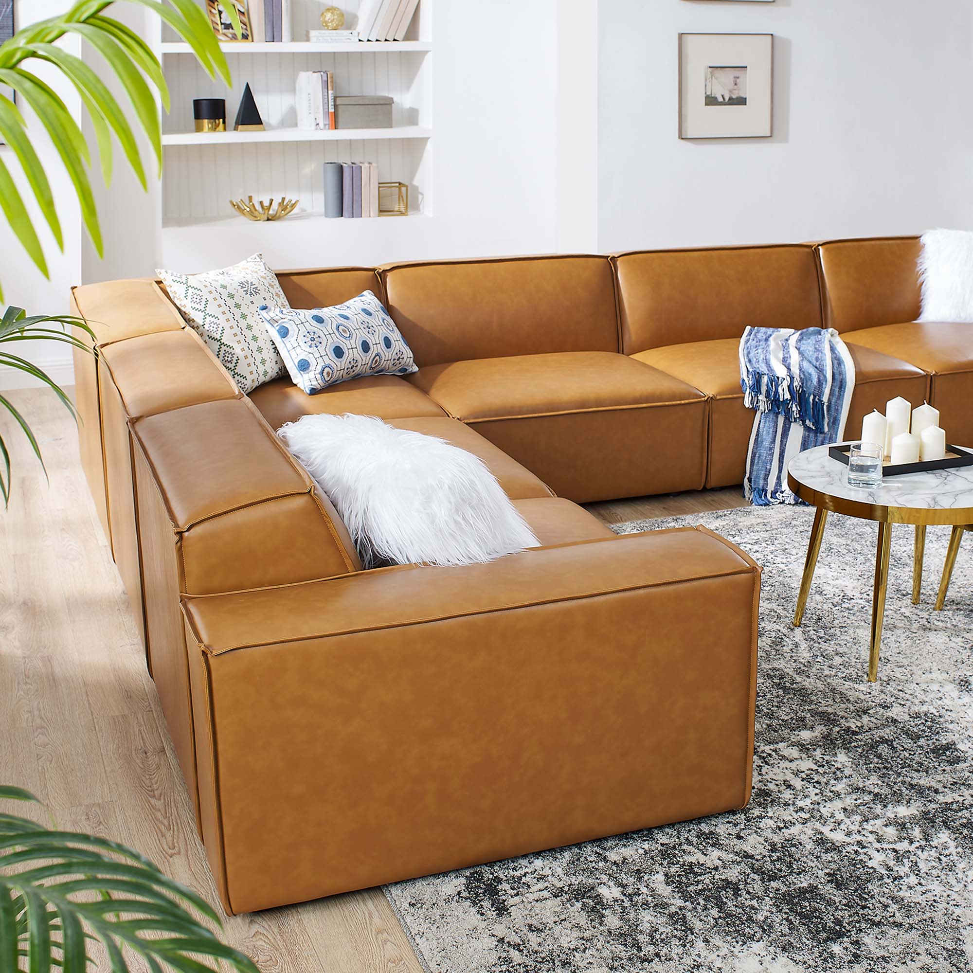 Restore 6-Piece Vegan Leather Sectional Sofa by Modway