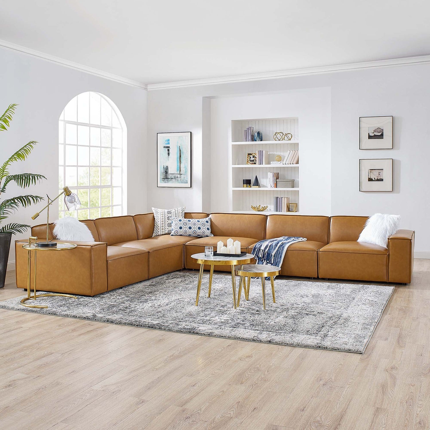 Restore 6-Piece Vegan Leather Sectional Sofa by Modway