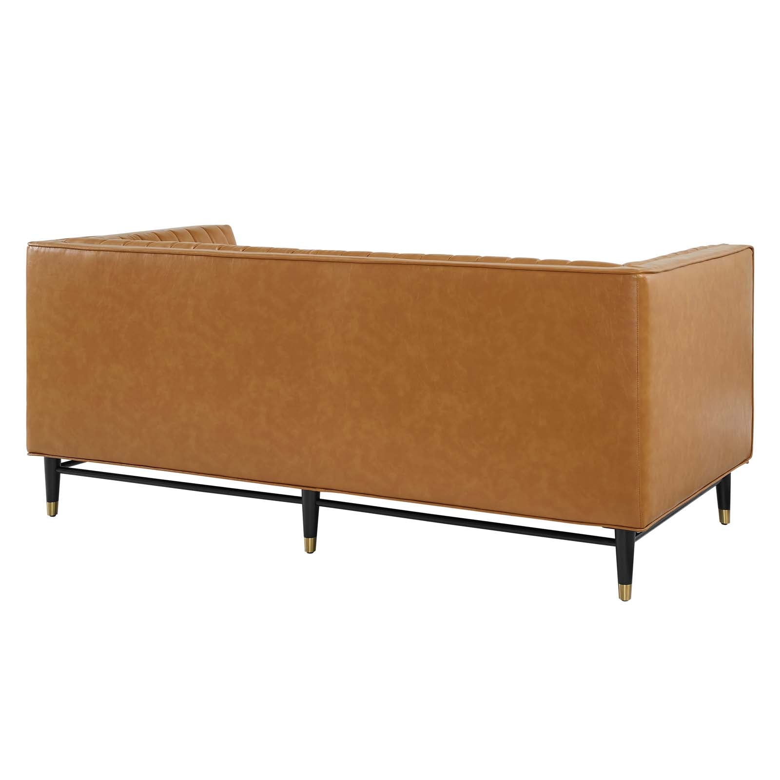 Devote Channel Tufted Vegan Leather Loveseat By HouseBean