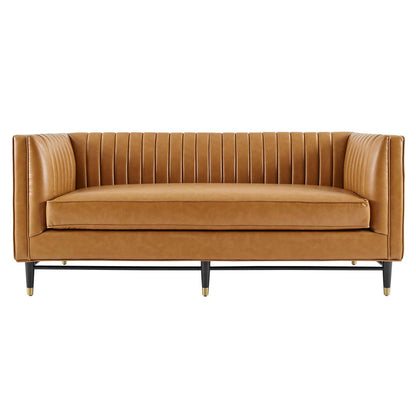 Devote Channel Tufted Vegan Leather Loveseat By HouseBean