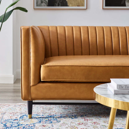 Devote Channel Tufted Vegan Leather Loveseat By HouseBean