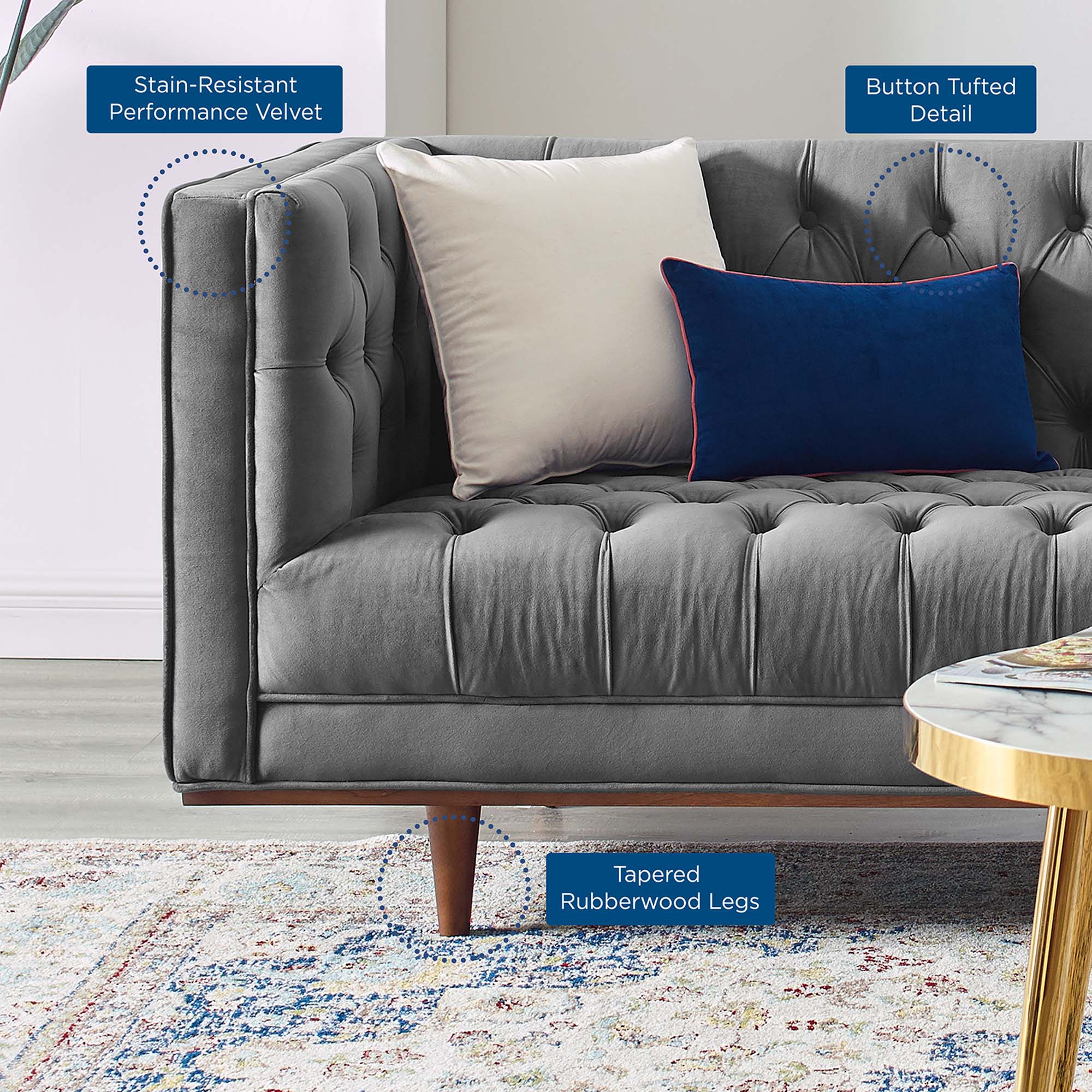 Elation Tufted Performance Velvet Sofa by Modway