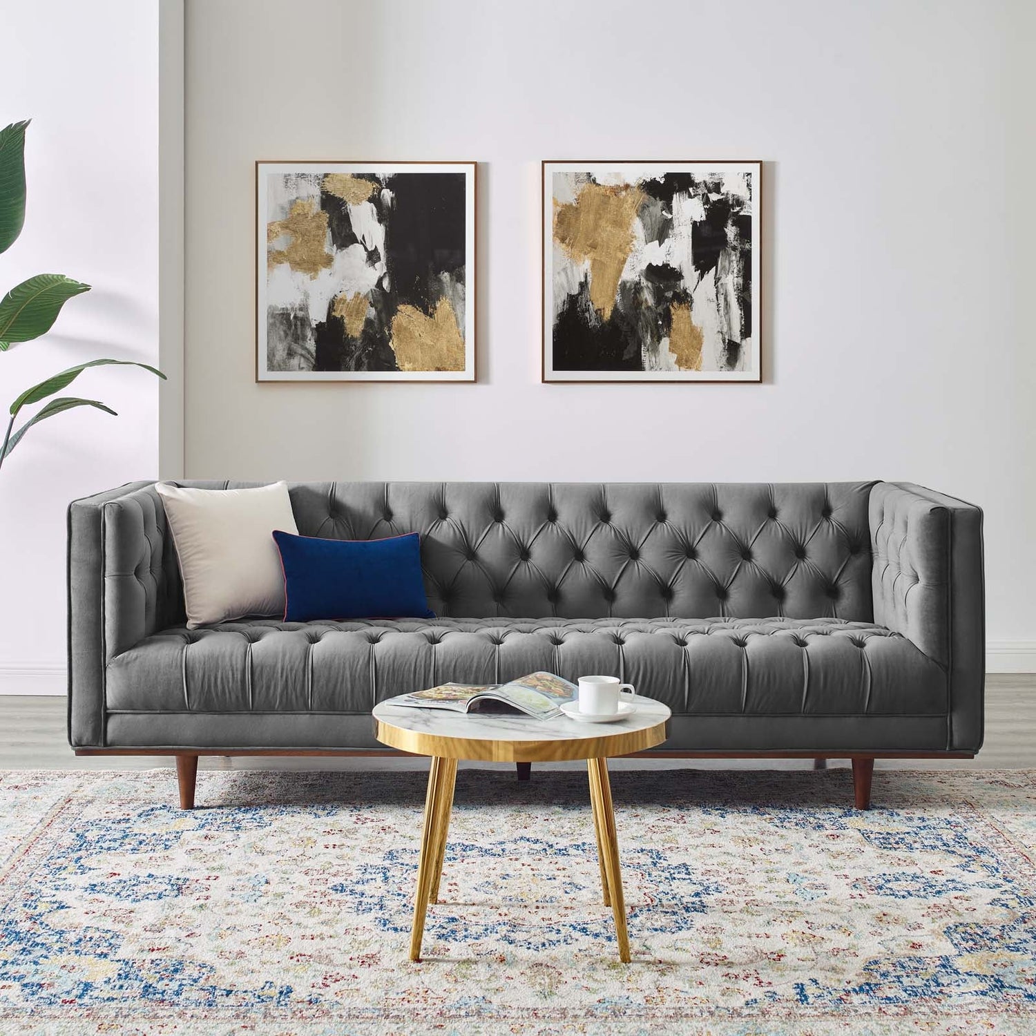 Elation Tufted Performance Velvet Sofa By HouseBean