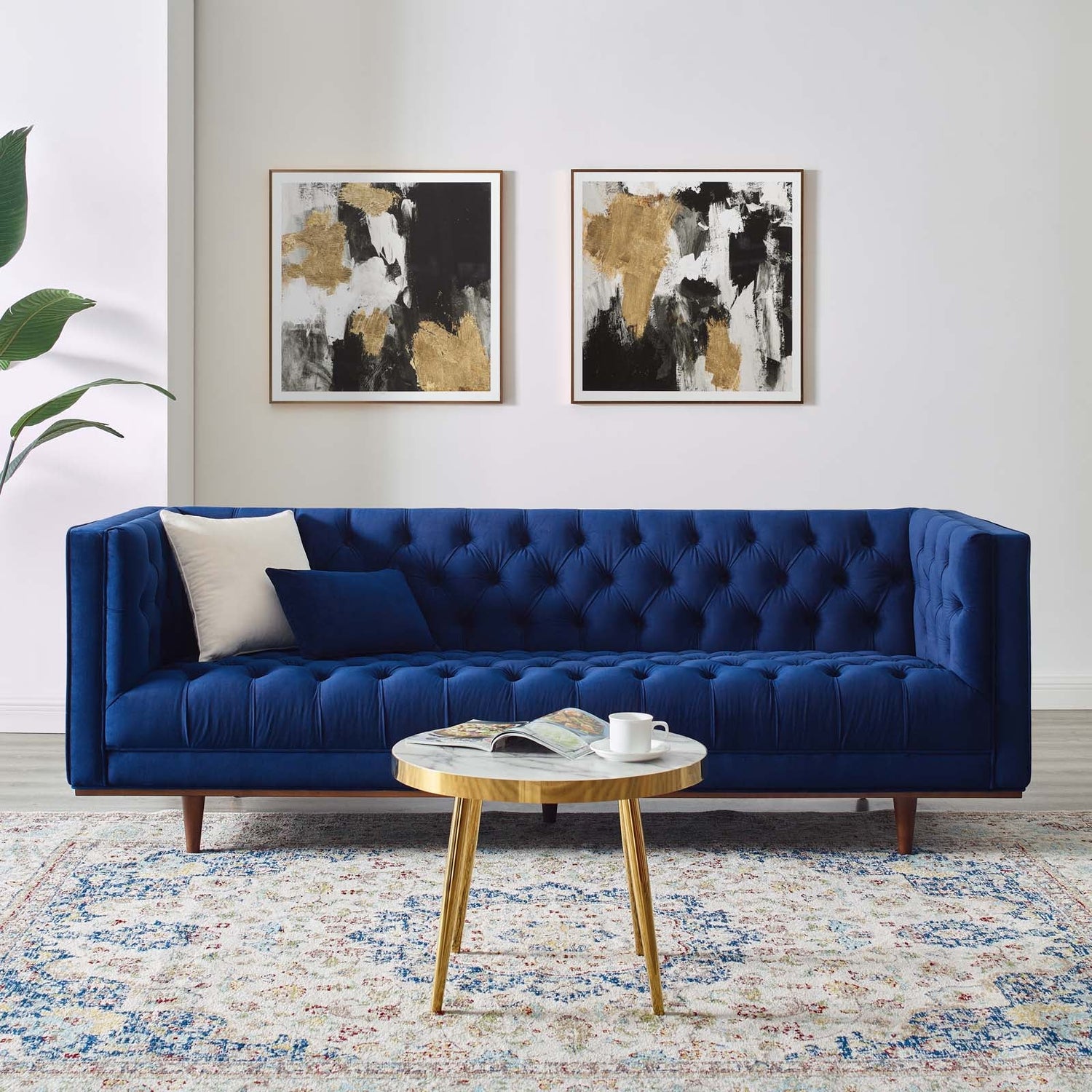 Elation Tufted Performance Velvet Sofa By HouseBean