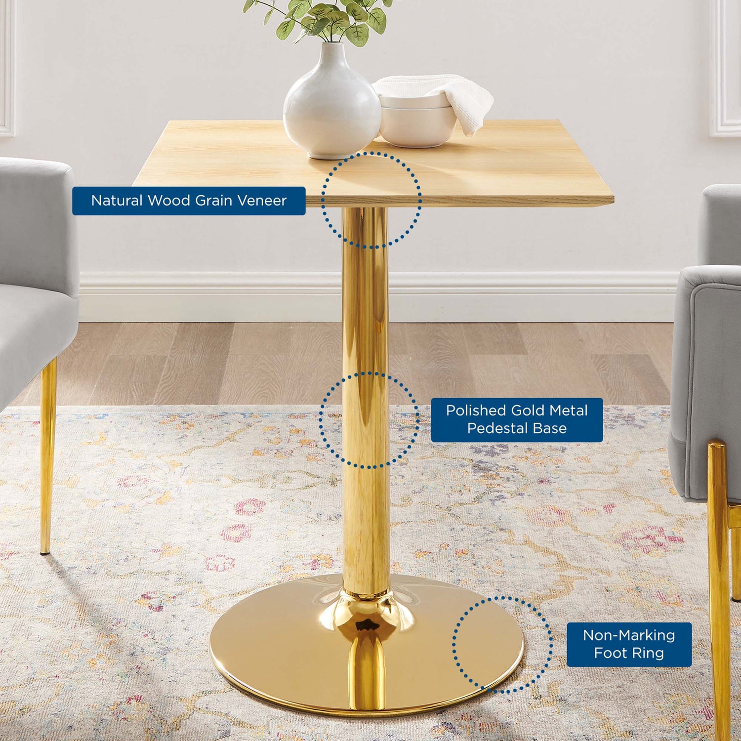 Verne 28&quot; Square Dining Table by Modway